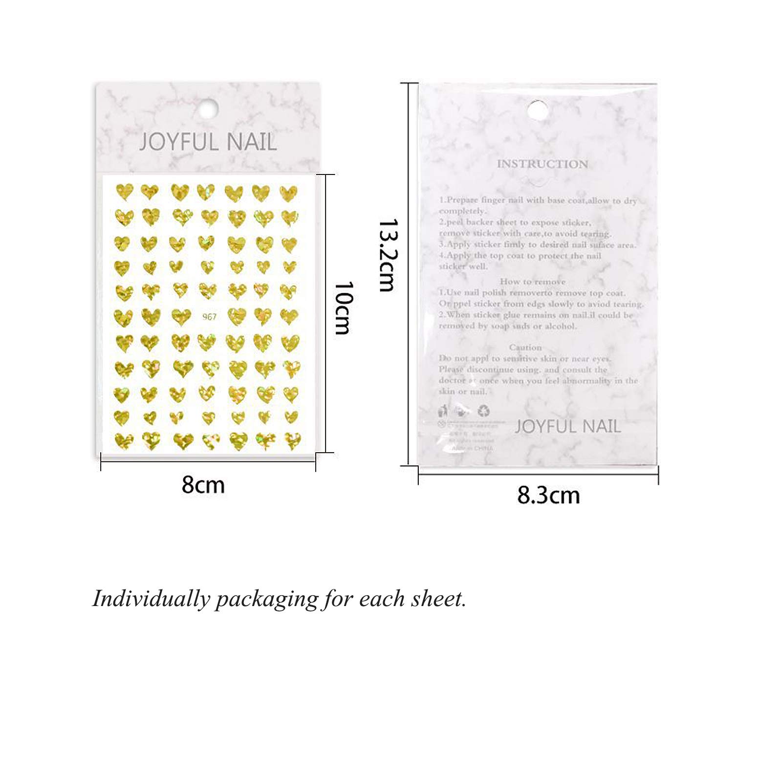 17 Large Self-Adhesive Nail Stickers - Hearts & Stars Nail Decals for Women, Girls & Kids | Perfect for Natural & Acrylic Nails | DIY Nail Art Design & Decoration | Great for Parties, Salons & Home Manicures