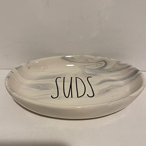 Rae Dunn SUDS Tray - Marble Themed Bathroom Organizer for Soap, Jewelry & Essentials | Stylish Desk Decor for Vanity, Sink Counter & Home Decor
