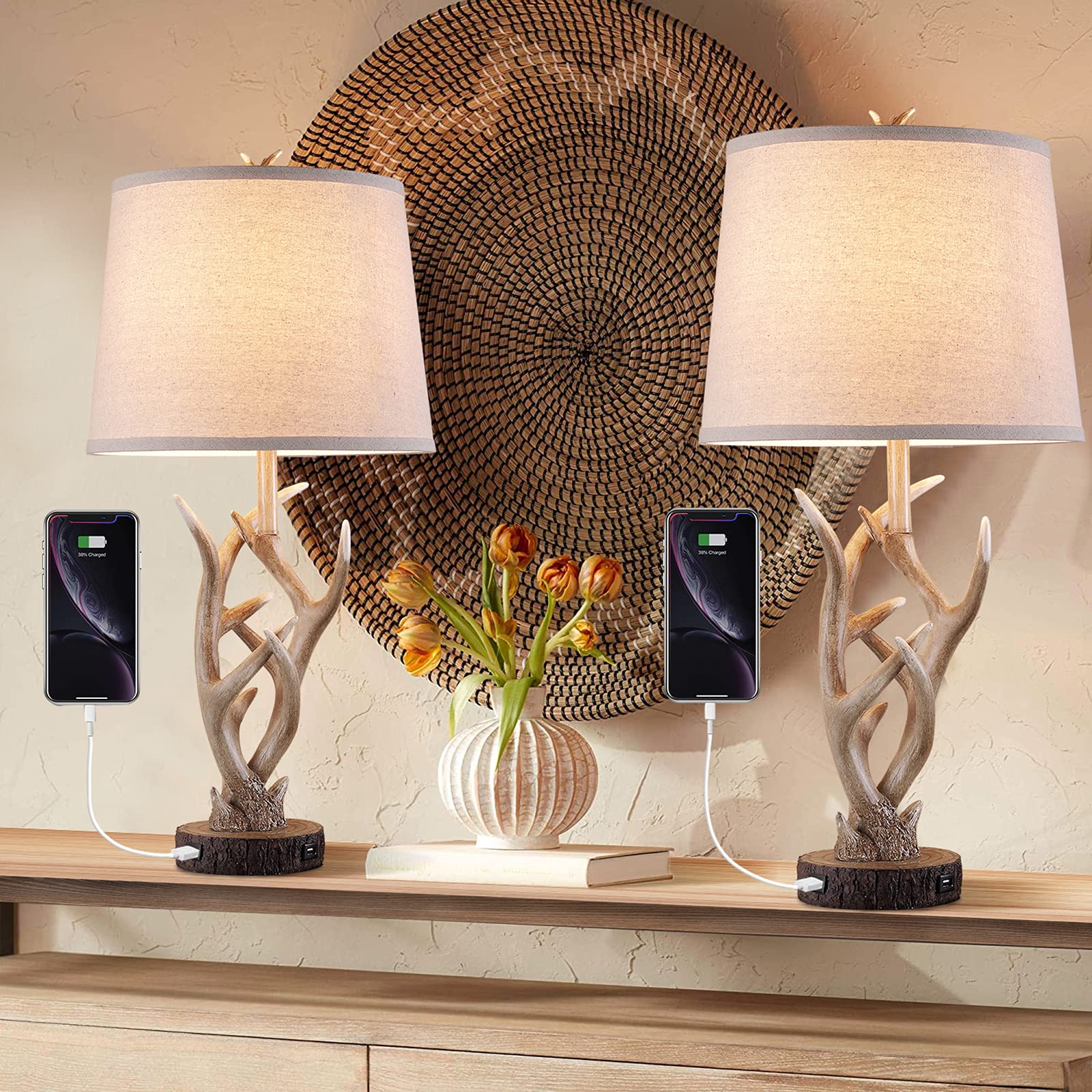 Rustic Western Table Lamp Set of 2 - 26