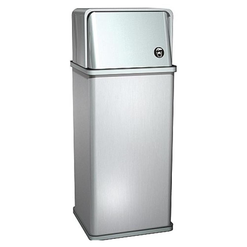 ASI 0810 Traditional 14 Gallon Swing Top Waste Receptacle - Freestanding Trash Can with Satin Finish for Kitchen, Office, or Bathroom Use
