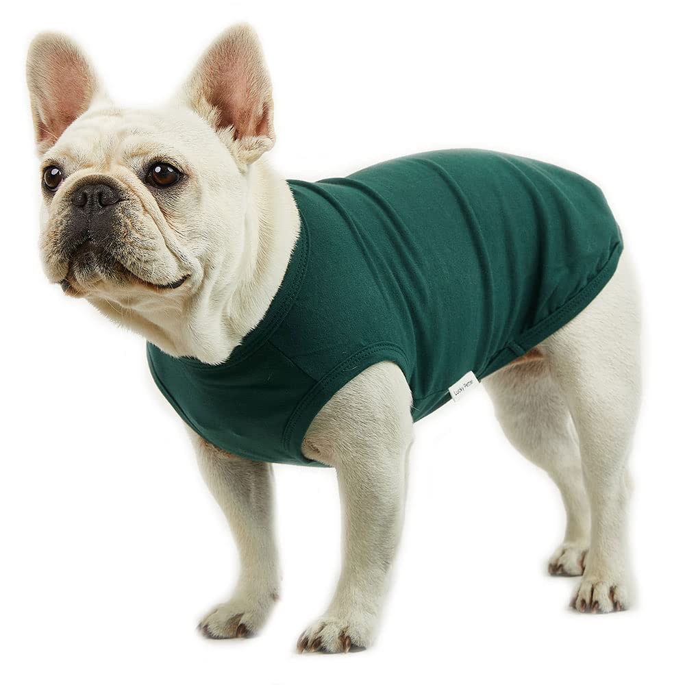 Breathable Cotton Dog Tank Top - Sleeveless Pet Shirt for Summer, Soft & Comfortable Plain Green T-Shirt (Large) | Perfect for Outdoor Walks, Beach Trips & Pet Photos