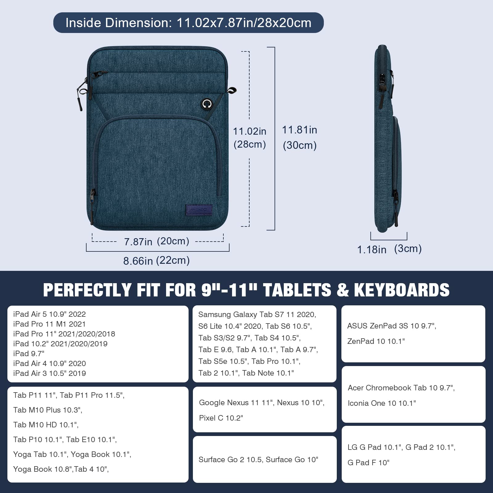 MoKo 9-11 Inch Tablet Sleeve Bag - Protective Case for iPad Air 5 10.9