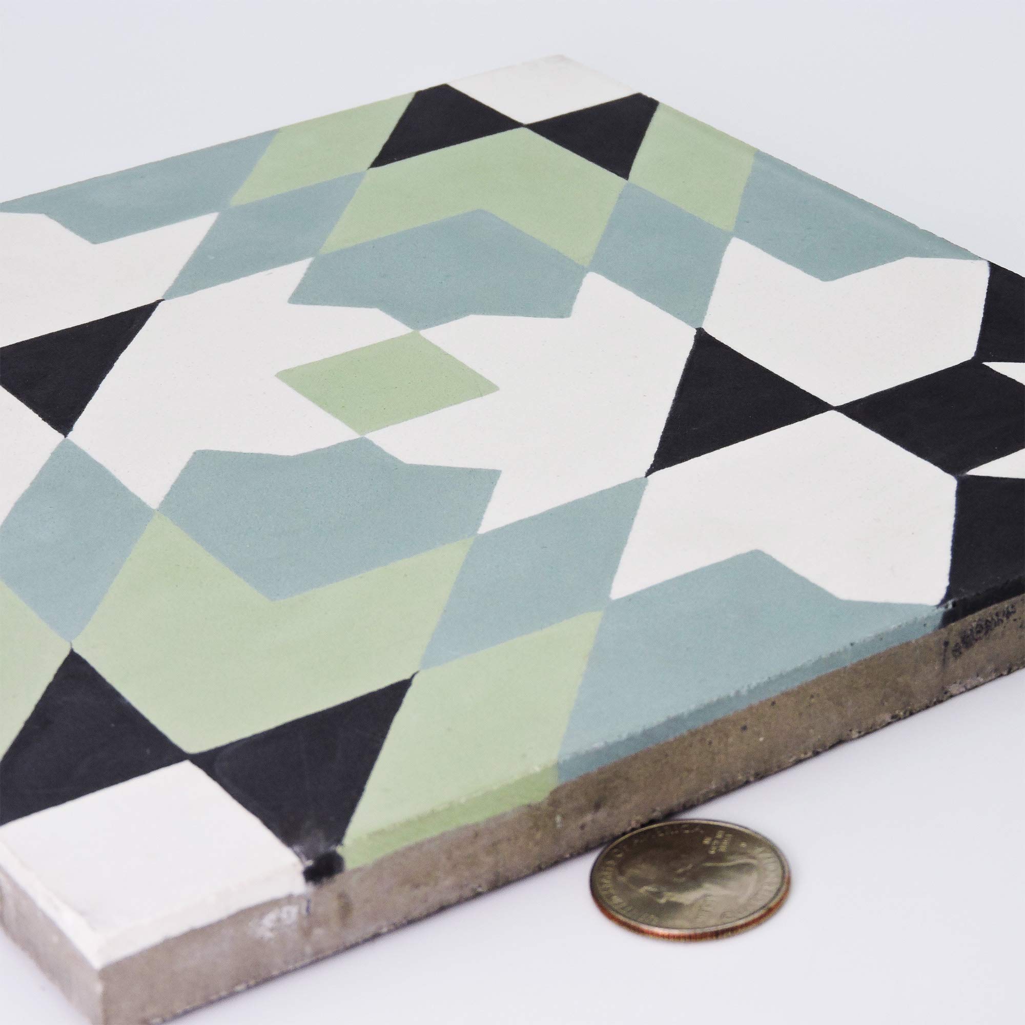 Handmade Moroccan Tile 8x8-in Green Blue Black - Authentic CTP93-02 Ceramic Mosaic for Kitchen Backsplash, Bathroom Wall & Floor Decor