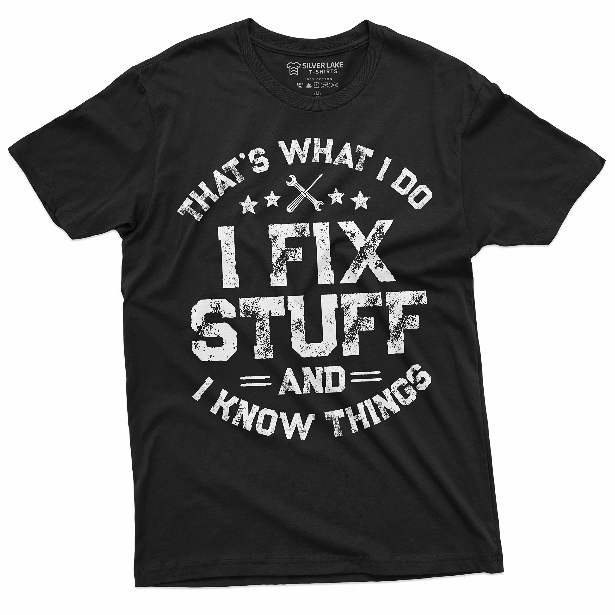 Funny I Fix Stuff T-Shirt for Men - Mechanic Engineer Humor Gift - Cool Garage Work Tee for DIY Repairs & Engineering Enthusiasts