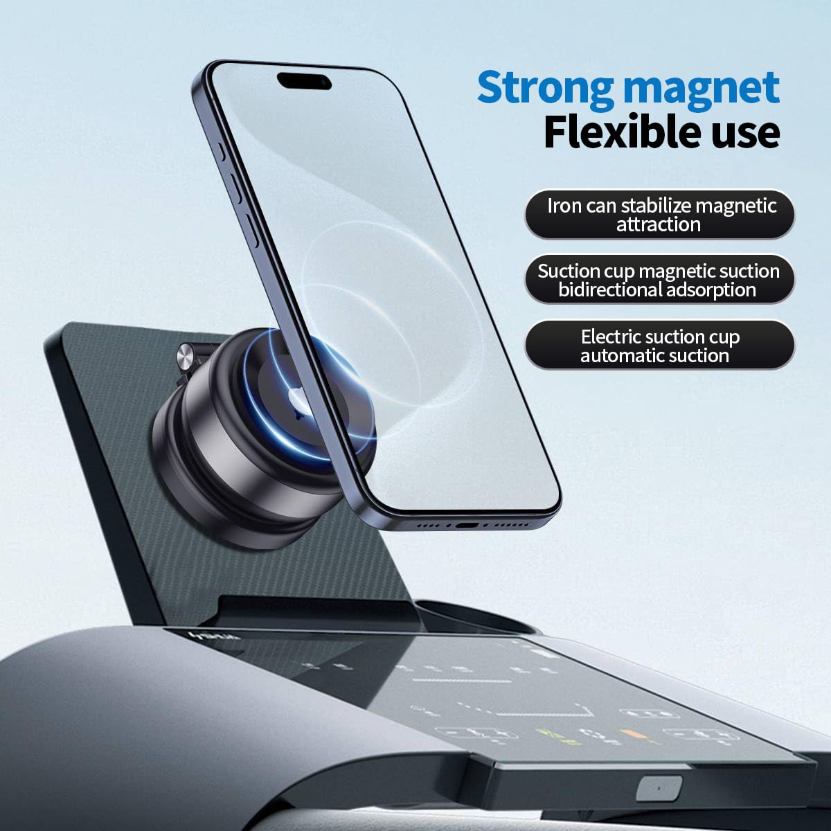 Nixive MagGripN’Go 360° Magnetic Car Phone Holder - Strong Double-Sided Vacuum Mount for iPhone 15/14/13, Samsung Galaxy S23/S22 (Silver) | Secure Dashboard & Windshield Attachment for Safe Driving & GPS Navigation
