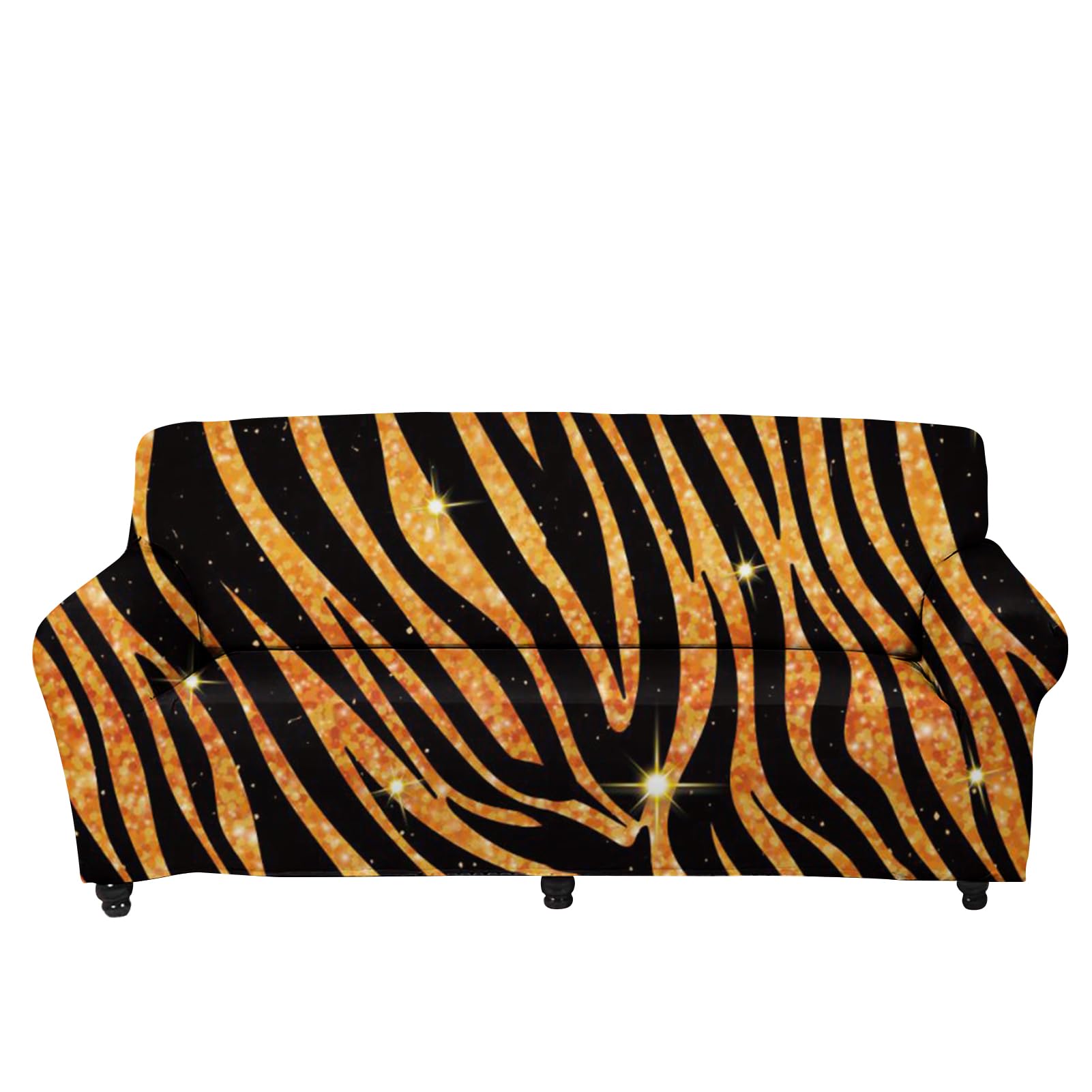 Forchrinse Bronze Stripe 1-Piece Non-Slip Sofa Slipcover - Stretchable Couch Cover for 1-Seater Living Room Furniture Protector | Perfect for Home Decor, Pet Protection & Daily Use