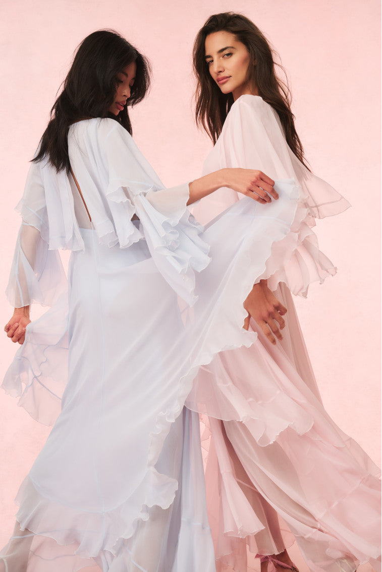 Elegant Collia Silk Chiffon Maxi Dress for Women - Flowy Summer Beach Wedding Party Gown - Perfect for Vacations, Date Nights & Special Occasions