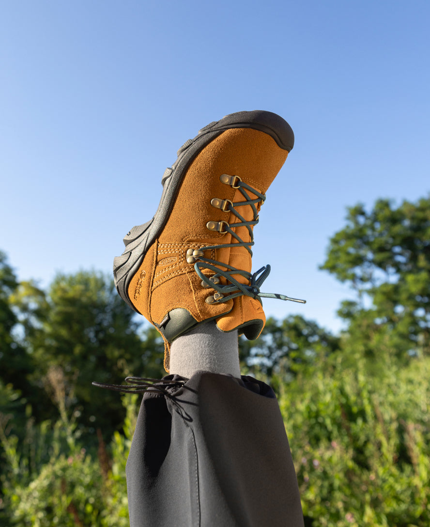 KEEN Women's Pyrenees Waterproof Hiking Boots - Lightweight & Durable for Outdoor Adventures | Maple/Marmalade Color | Perfect for Trail Hiking, Camping & Winter Walks