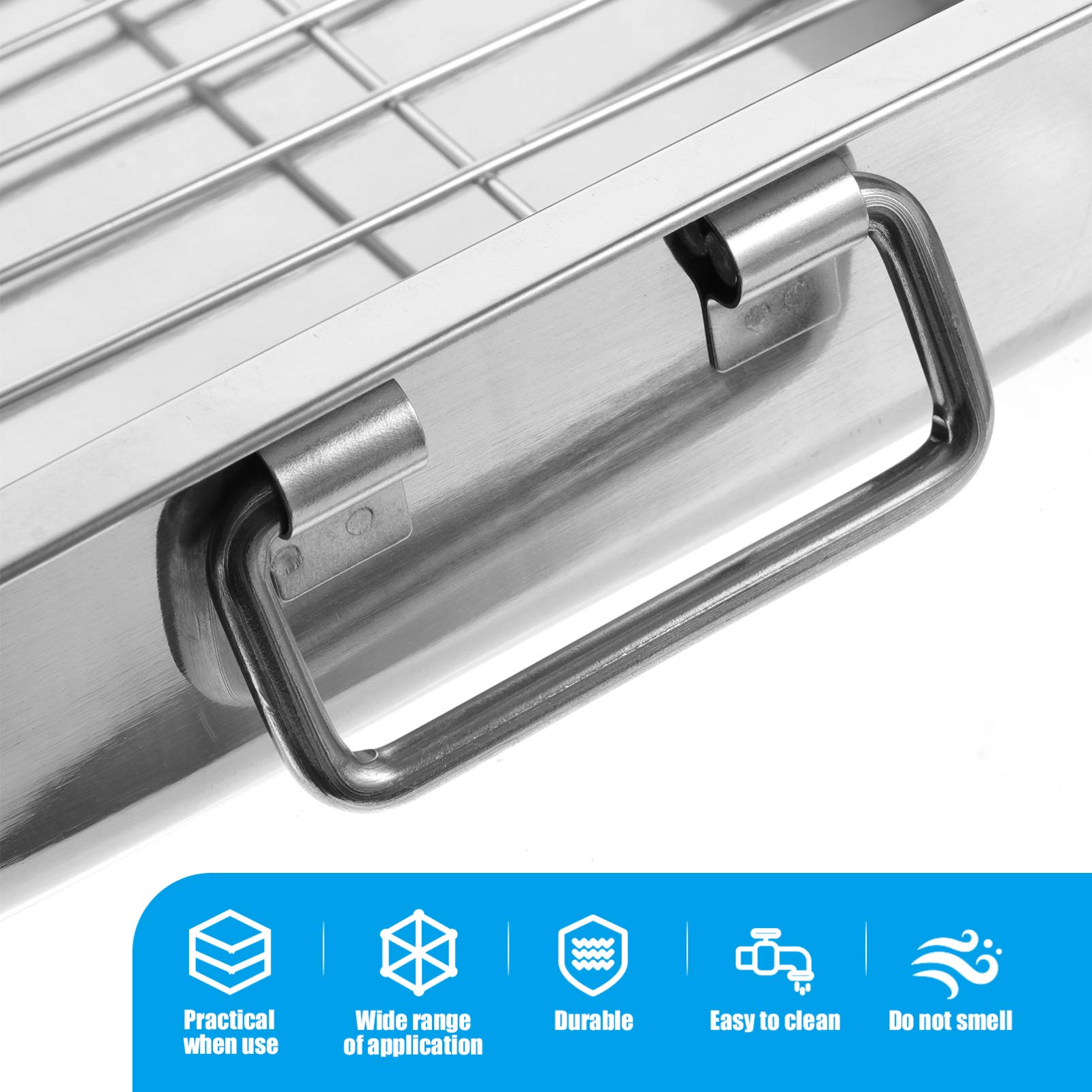 Stainless Steel Baking Pan Set with Cooling Rack - 3-Piece Oven Bakeware Kit for Cookies, Roasting, and Pastries - Perfect for Home Baking, Thanksgiving Turkey, and Holiday Cooking