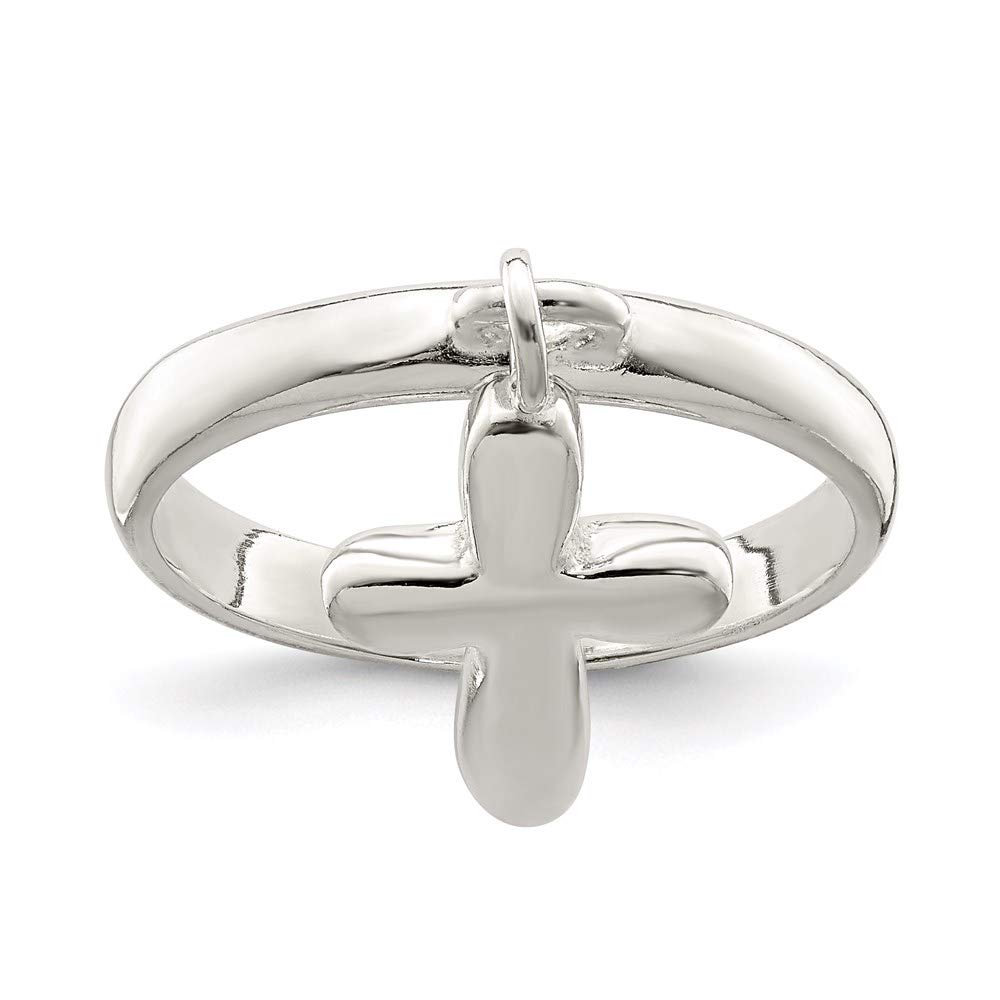 925 Sterling Silver Solid Cross Dangle Ring for Women - Elegant Religious Jewelry Gift for Her - Perfect for Church, Weddings & Everyday Wear