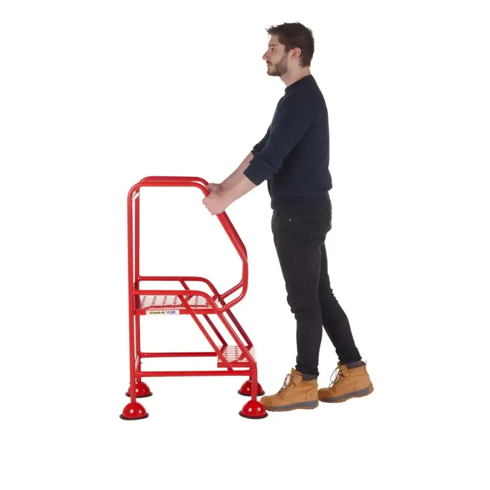 Climb It UK Domed Feet Steps - Red Non-Slip Ladder Accessories for Home, Garage, and Workshop Use