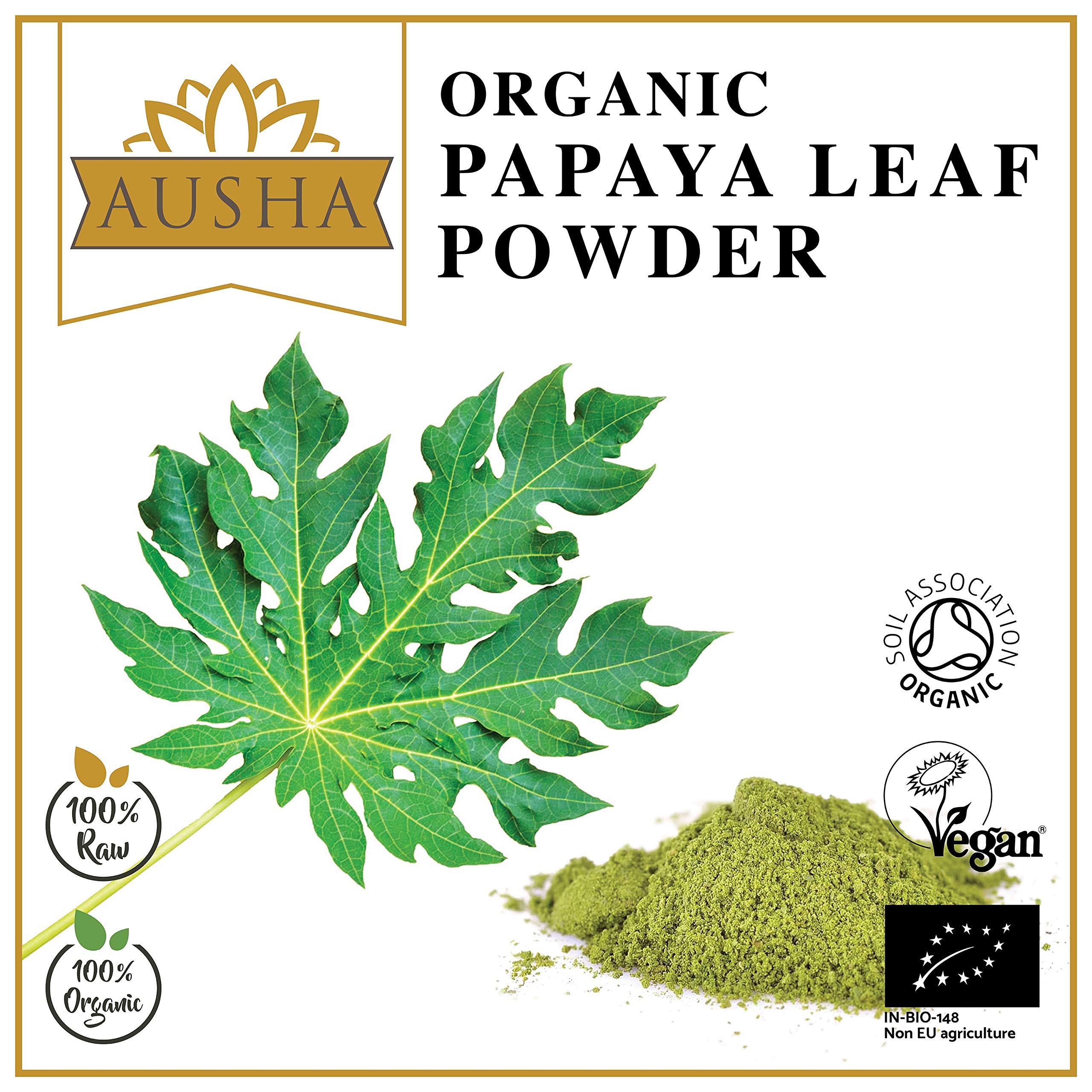 Organic Papaya Leaf Powder 100g - USDA & Soil Association Certified | Natural Digestive Support & Skin Care Supplement for Smoothies & Herbal Teas