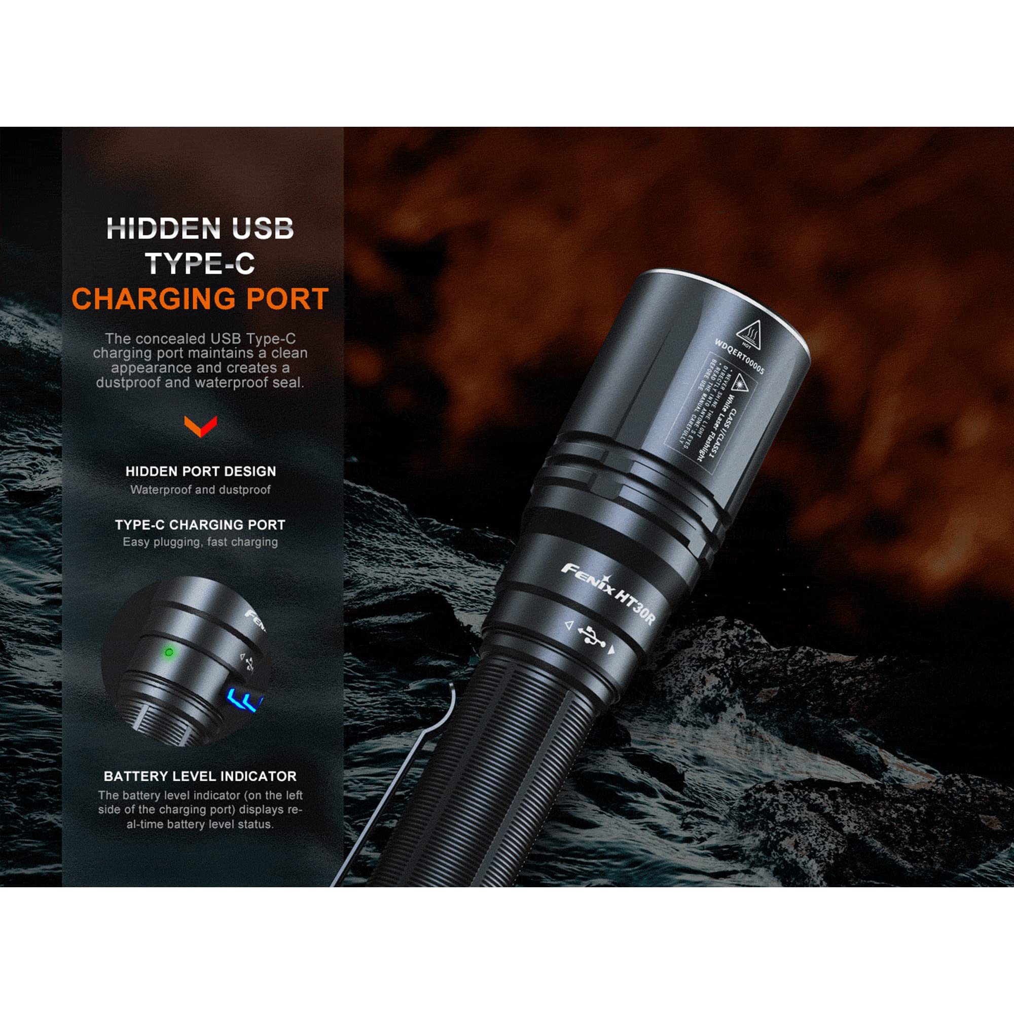 Fenix HT30R LEP Flashlight - 1640 Yards Ultra Long Throw, USB-C Rechargeable Tactical Flashlight with LumenTac Organizer | Perfect for Hunting, Camping, Emergency & Outdoor Adventures
