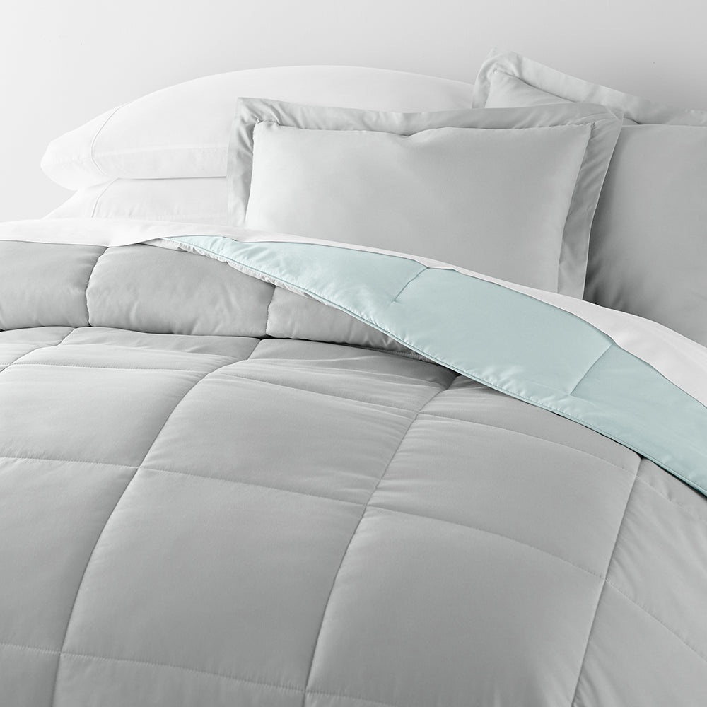 Reversible Down Alternative Comforter Set - All Season Hypoallergenic Bedding - Perfect for Master Bedroom, Guest Room & Dorm Use