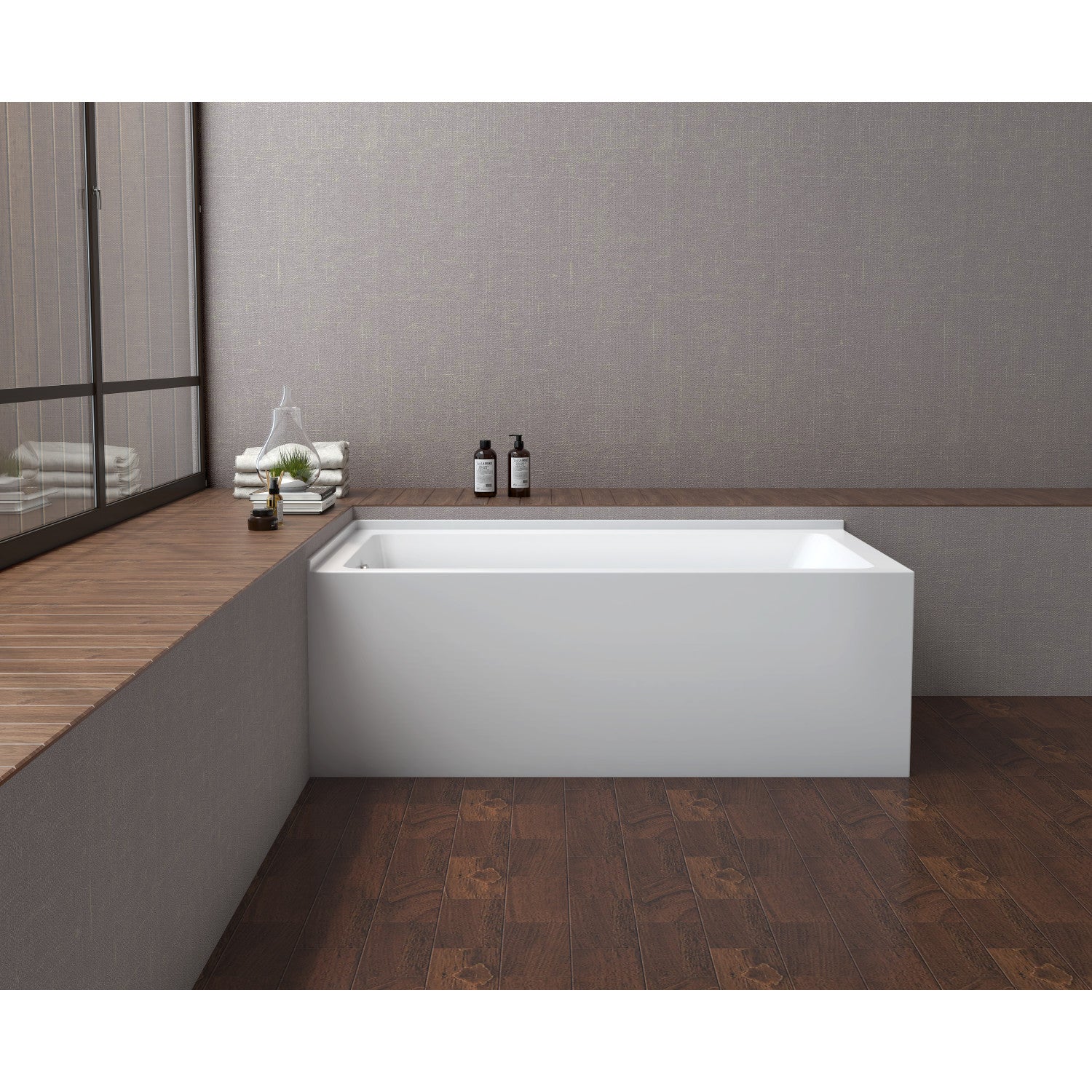 Aqua Eden VTAP6036L22TS 60-Inch Acrylic Rectangular 2-Wall Corner Alcove Bathtub - Left Hand Drain, Glossy White - Perfect for Modern Bathroom Renovations & Spa-Like Retreats