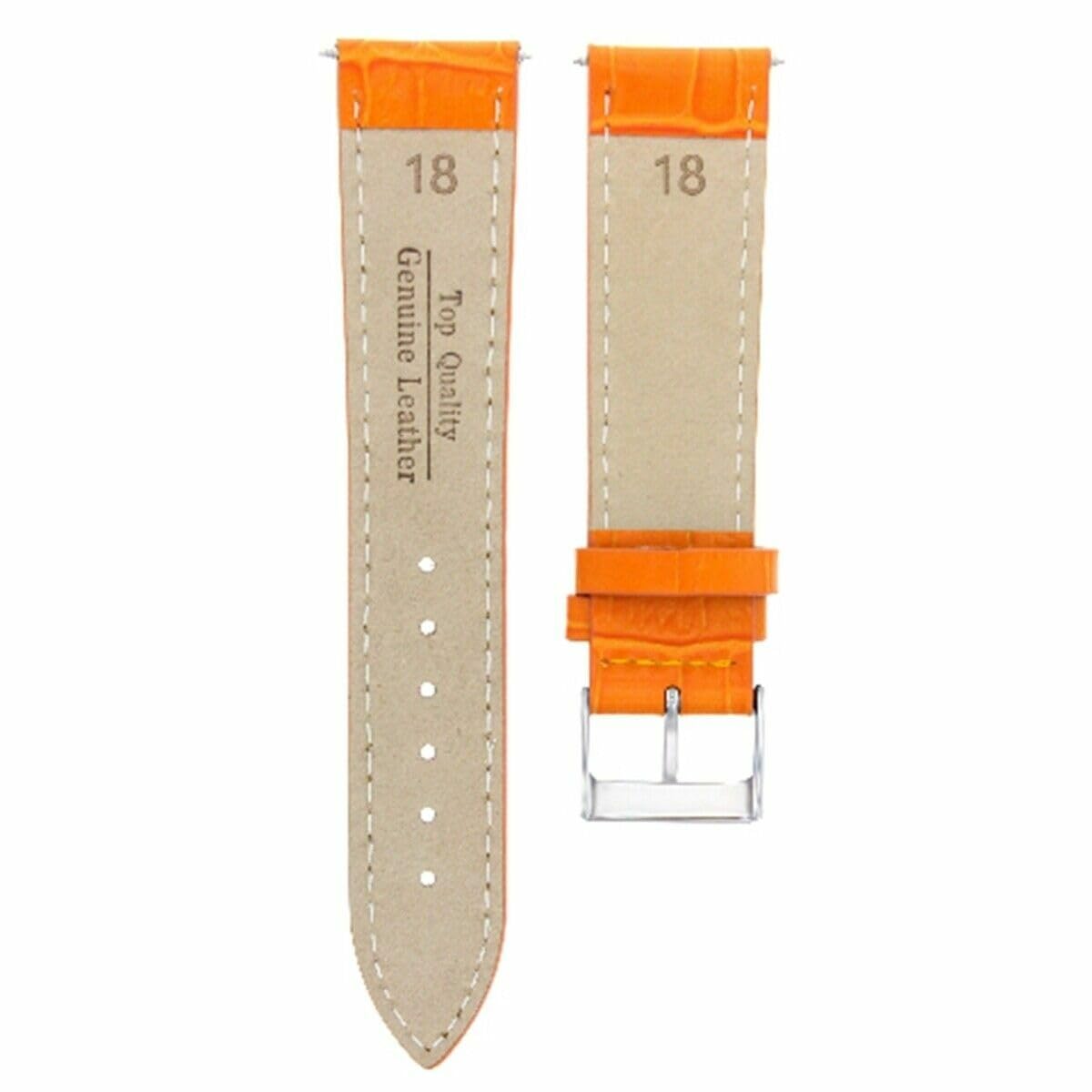 **18mm Italian Genuine Leather Watch Band Strap - Compatible with Rolex Cellini - Orange - Premium Replacement for Luxury Watches | Perfect for Business, Casual & Formal Occasions**