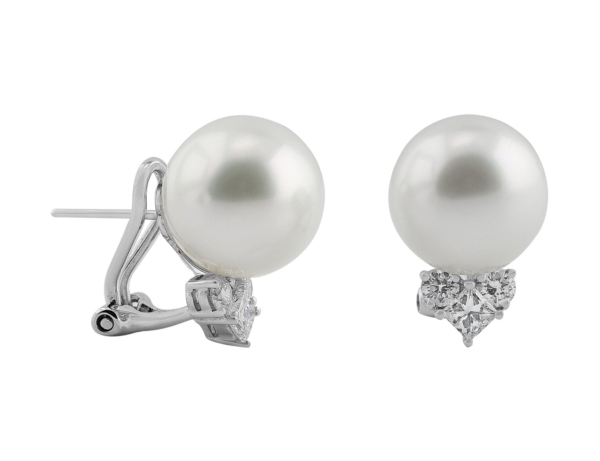 18K White Gold 13mm South Sea Pearl Earrings for Women - Luxury Wedding, Anniversary & Formal Occasion Jewelry Gifts