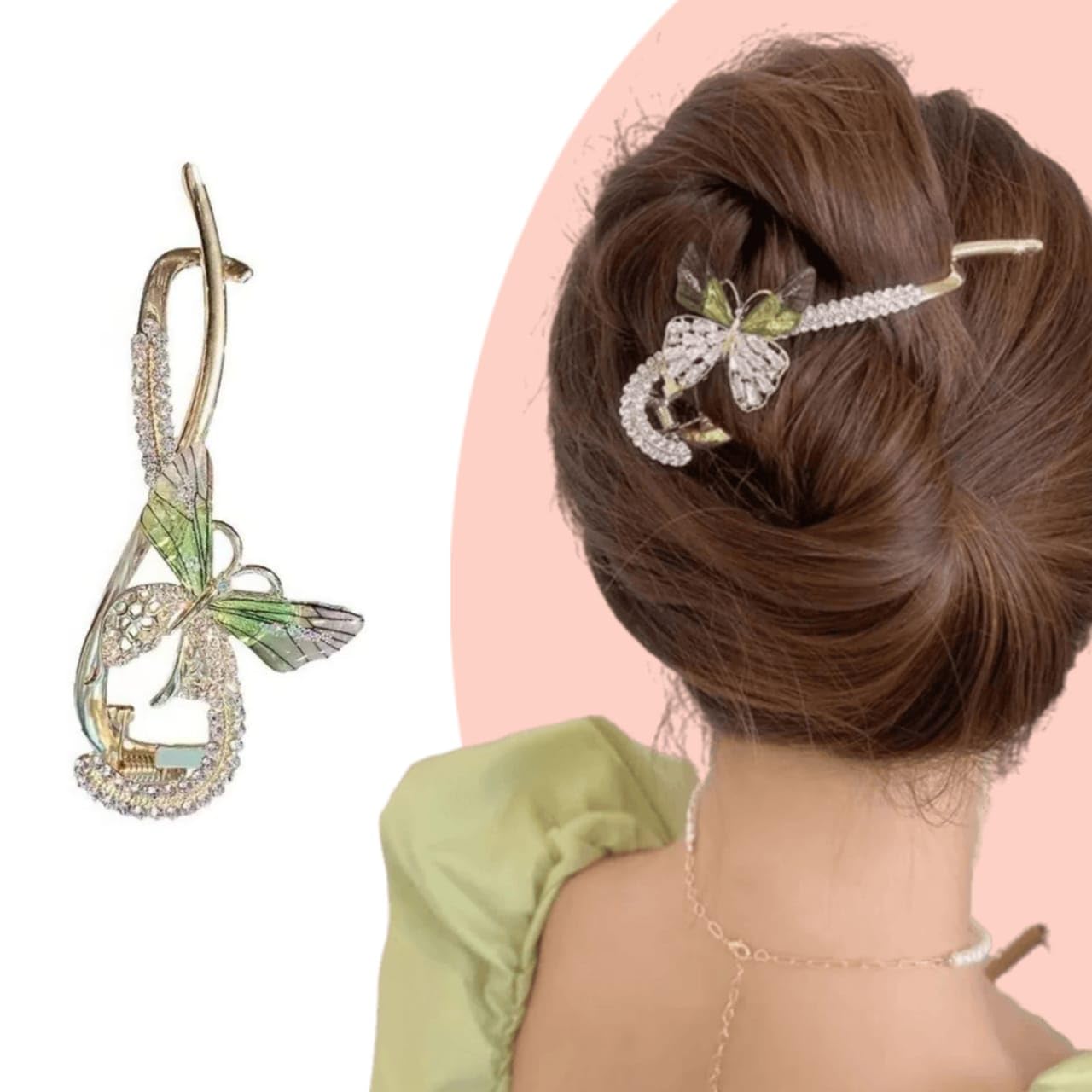 INHEAVEN Rhinestone Banana Hair Clip - Elegant Metal French Barrette Hair Clips for Women, Korean Style Hair Accessories (Style B) - Perfect for Weddings, Parties and Everyday Styling