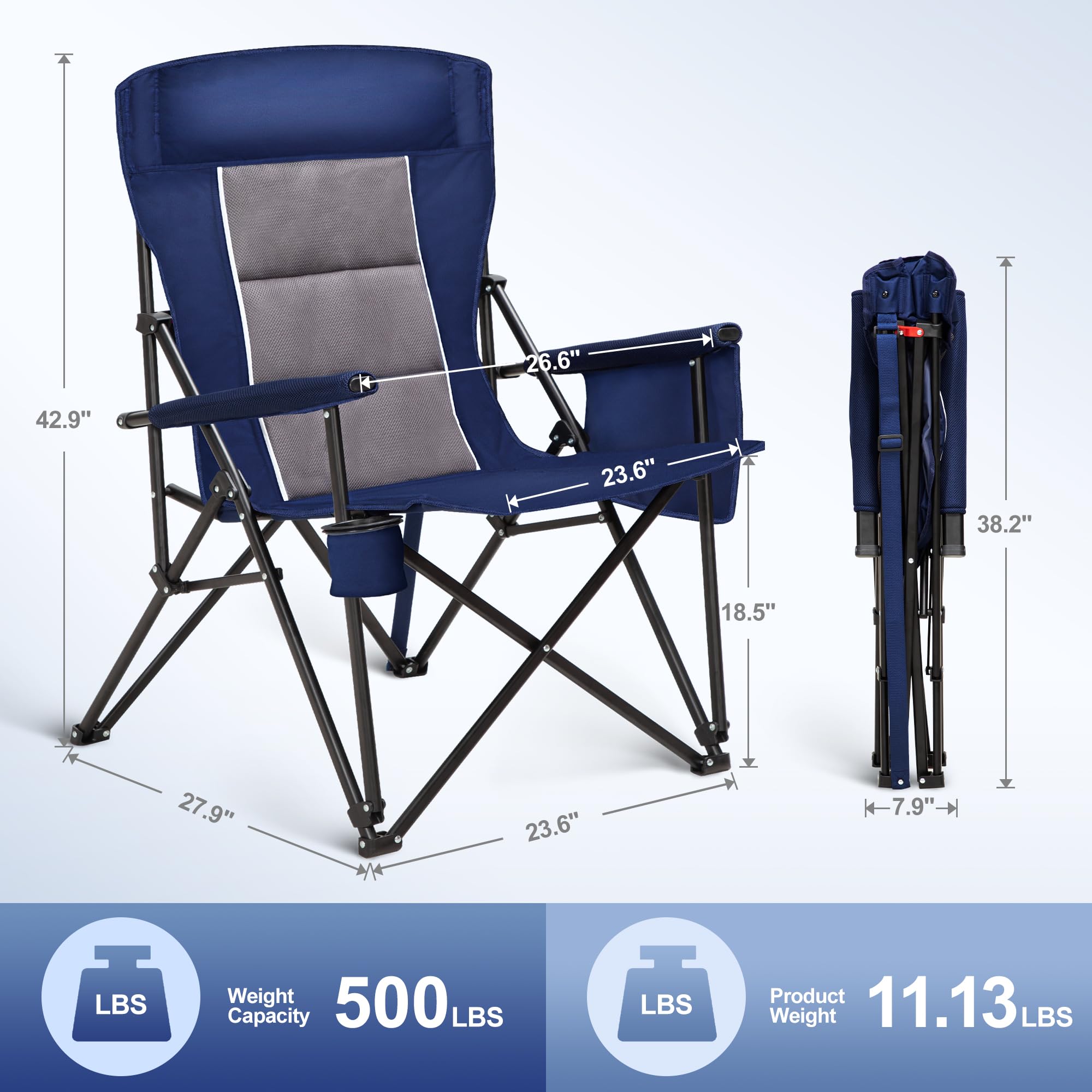 **LET'S CAMP Oversized Heavy Duty Camping Chairs - 29.52