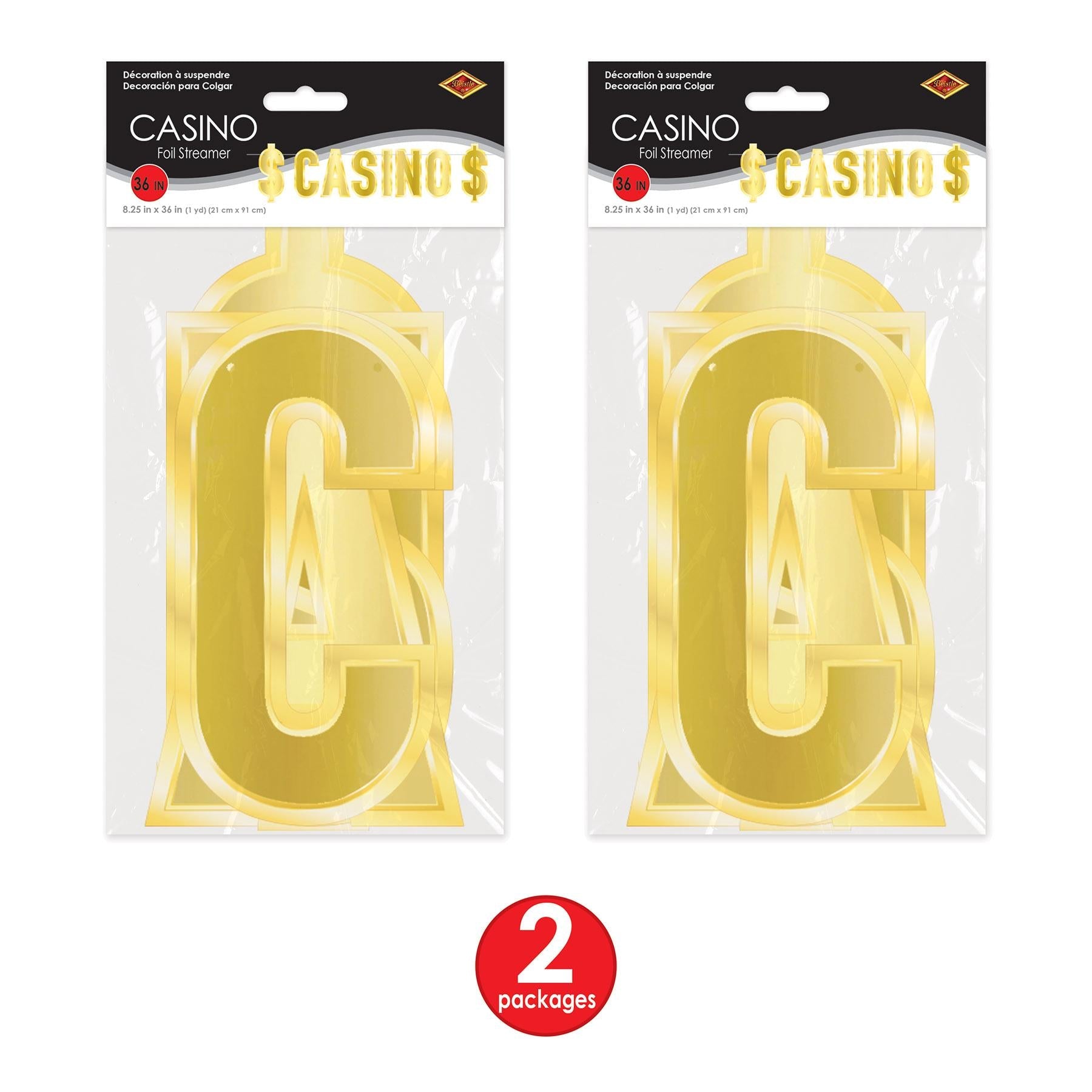 12 Pack Beistle Foil Casino Party Streamers - Gold & Silver Decorations for Casino Night, Birthday, Bachelorette Party & Special Events