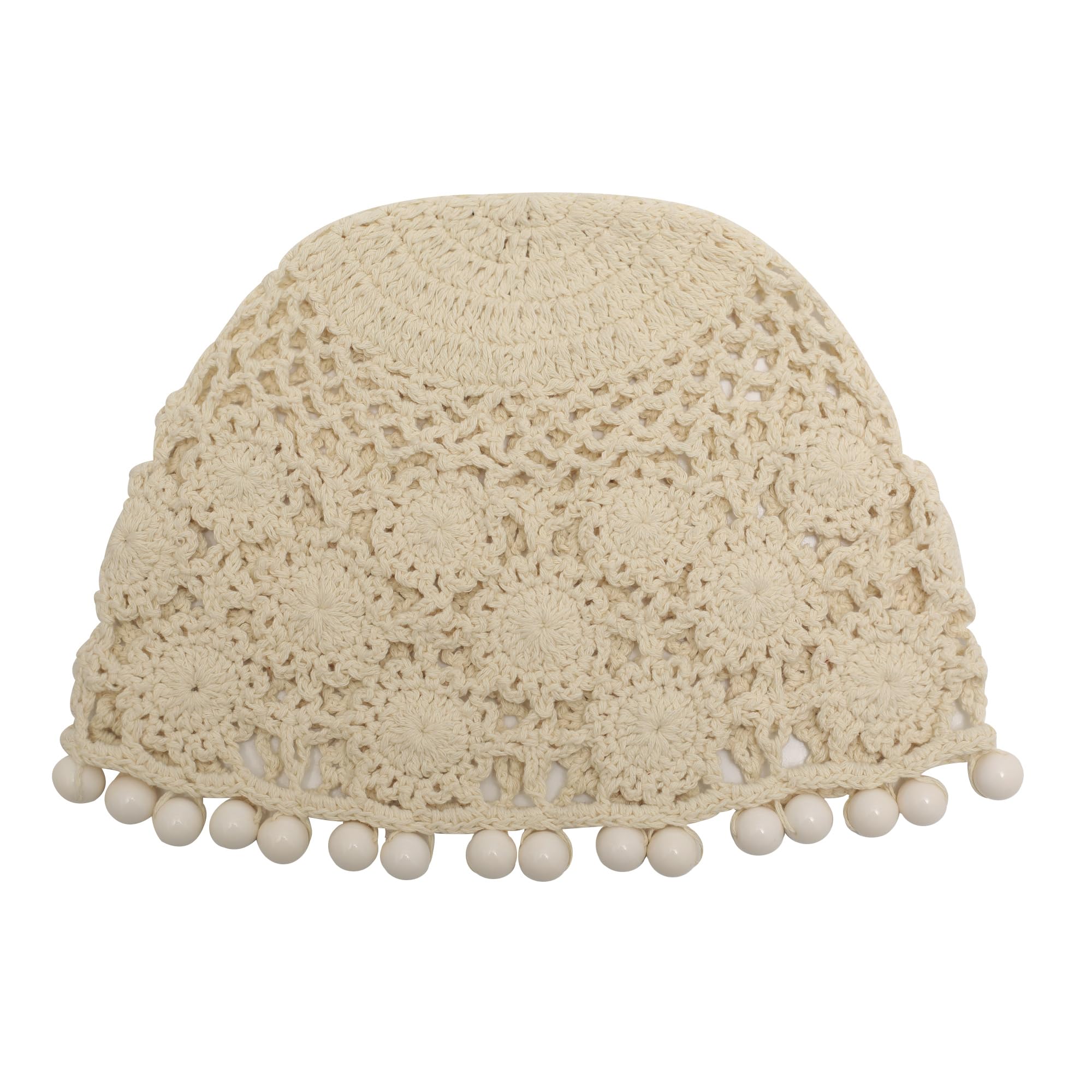 ZLYC Women's Cotton Crochet Skull Cap - Handmade Knit Beanie with Floral Cutout Design | Winter Warm Hat for Outdoor Activities, Fashion Accessory for Women
