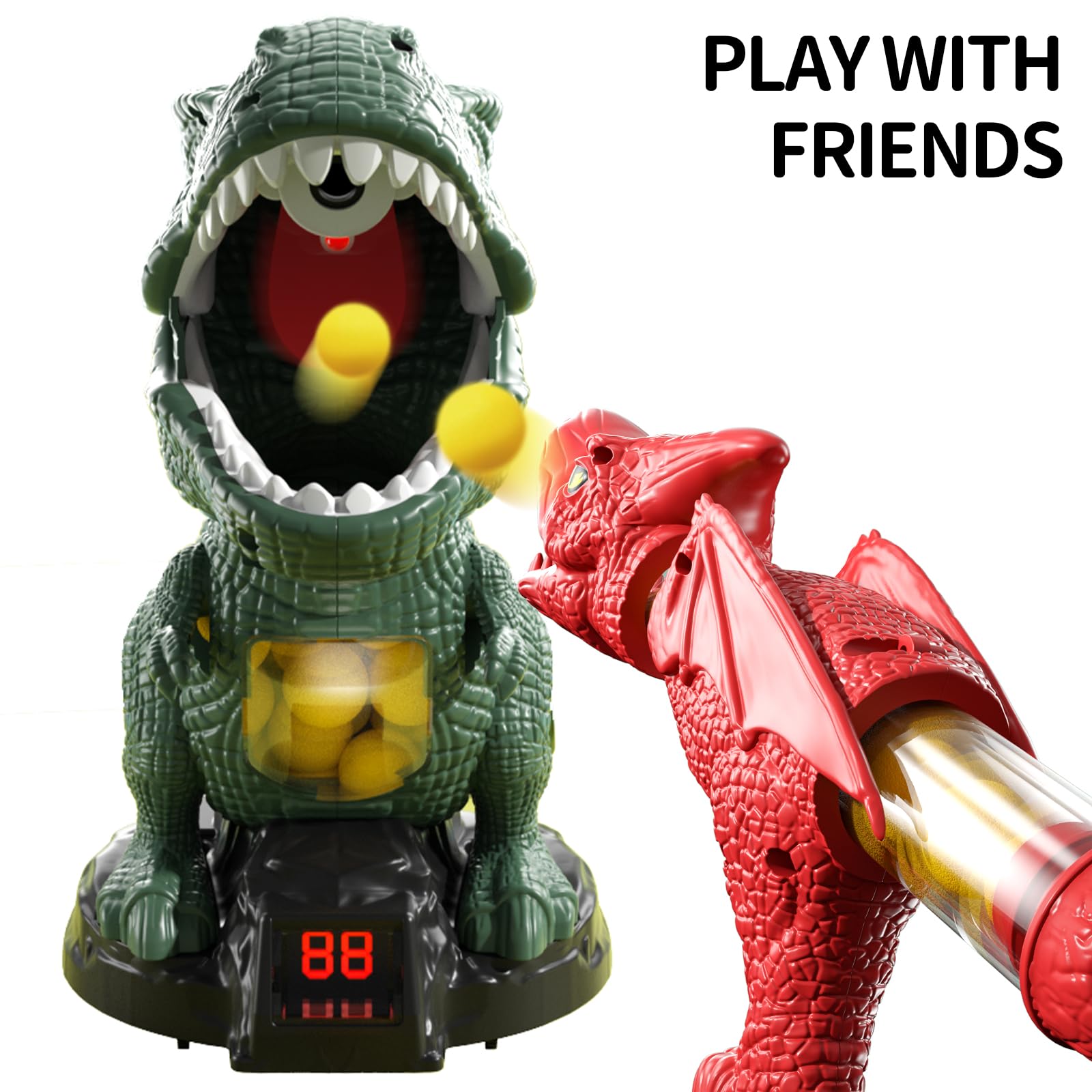 Dinosaur Shooting Toys for Kids Ages 3-7 - Interactive Tyrannosaurus Water Mist Spray & Pterosaur Foam Blaster with Air Pump - Fun Outdoor Play & Birthday Gift (Navy Blue)