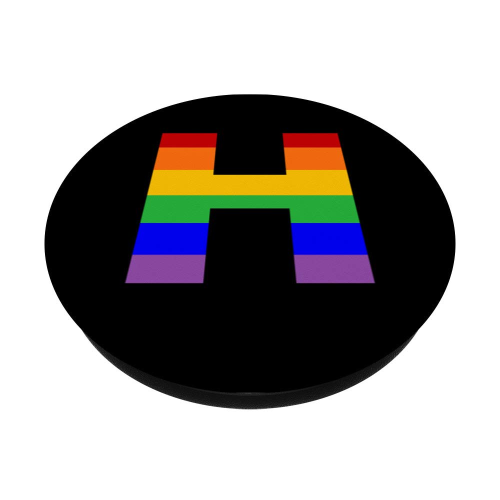 LGBT Rainbow Flag Gay Lesbian Pride Initial Letter H PopSockets - Phone Grip & Stand for iPhone, Samsung, Tablets - Perfect for Pride Events, LGBTQ Support & Daily Use