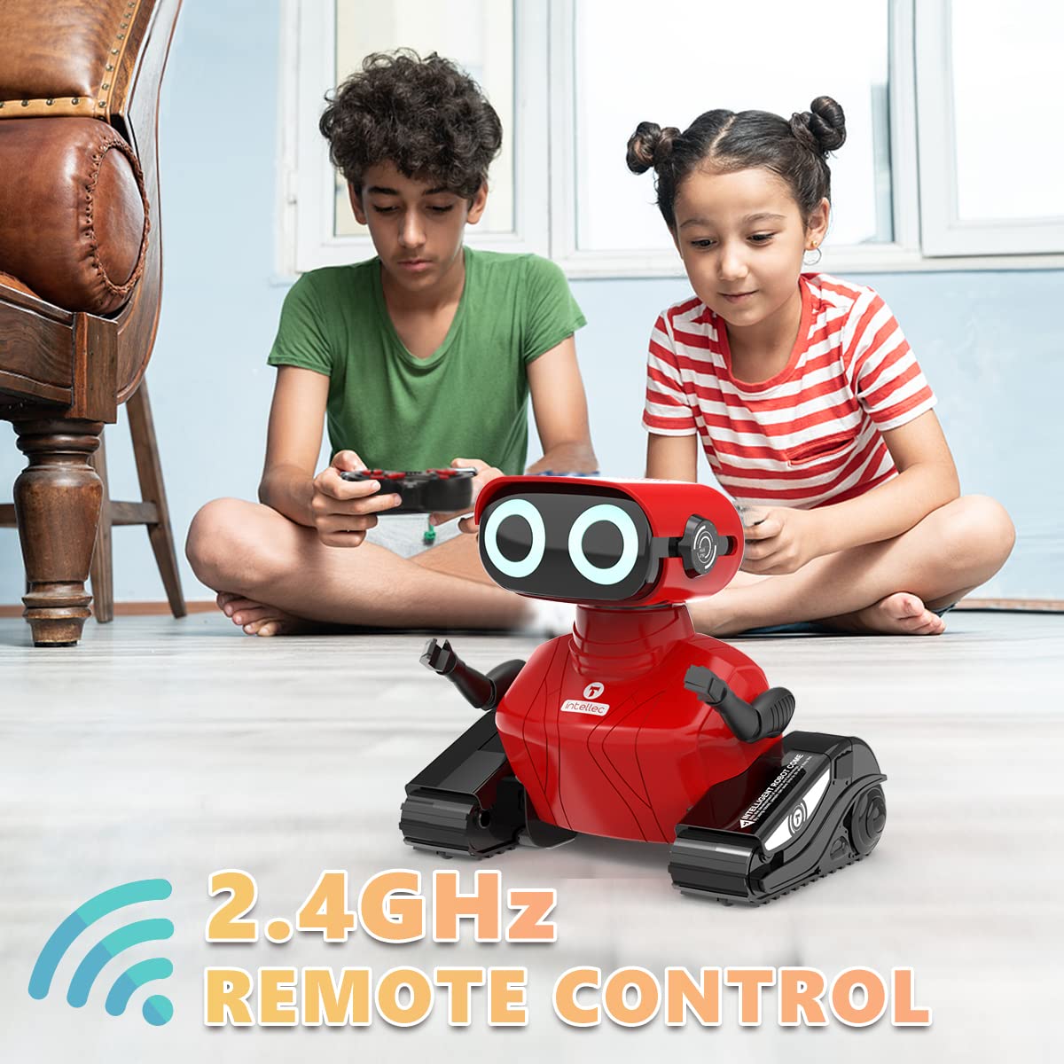 GILOBABY Remote Control Robot Toy for Kids - Interactive RC Robot with LED Eyes, Flexible Head & Arms, Dance Moves & Music - Best Birthday Gift for Boys & Girls Ages 3+ (Red) | STEM Learning Toy, Party Entertainment & Playtime Companion