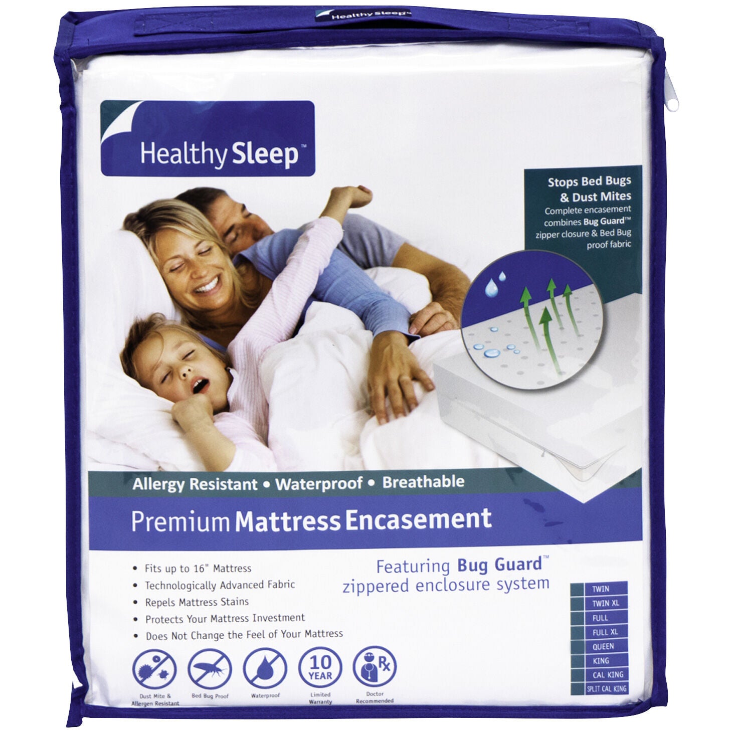 Healthy Sleep Mattress Encasement - Waterproof, Hypoallergenic Bed Bug Protection - Perfect for Allergy Sufferers & Home Use