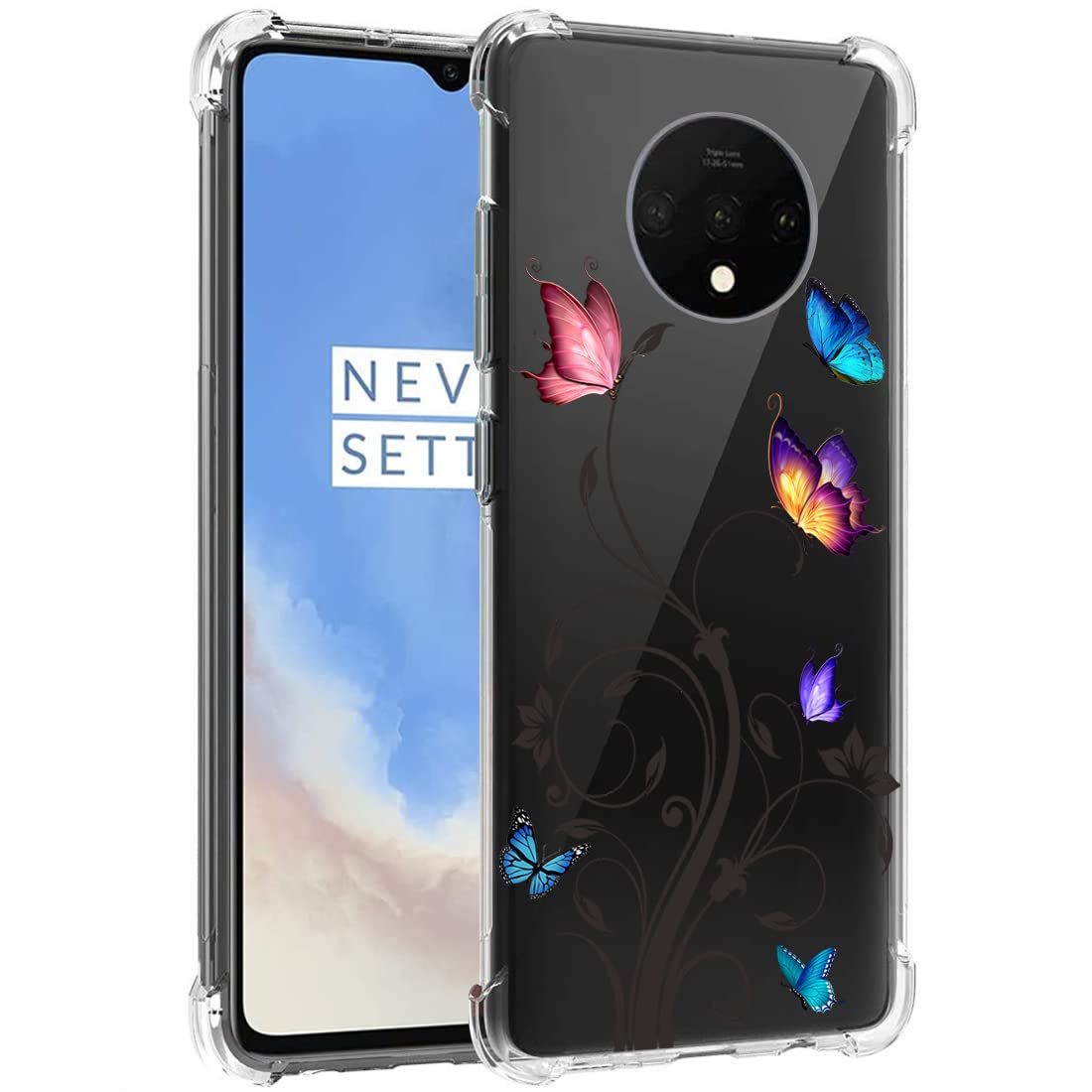 OnePlus 7T Case HD1907 - Cute Butterfly Design Soft TPU Shockproof Protective Phone Cover for Women & Girls | Perfect for Daily Use, Work & Travel
