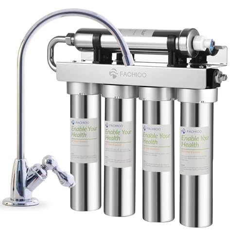 Fachioo 5-Stage Under Sink Water Filter System | Ultra-Filtration for Clean Drinking Water | Reduces PFAS, PFOA/PFOS, Lead, Chlorine & Odors | 2-Year Lifespan | Perfect for Kitchen, RV & Office Use
