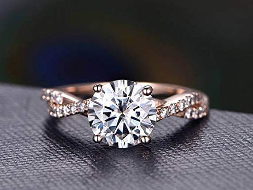 1.25 Carat Infinity Moissanite & Diamond Engagement Ring in 14K Rose Gold - Elegant Wedding Proposal Jewelry for Her