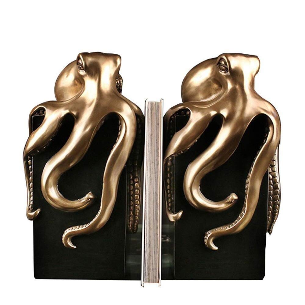 Octopus Bookends - Decorative Resin Book Holder for Home Study & Office Bookshelf - Creative Sculpture Statue for Desk Decor - Vintage Style Book Organizer (Perfect for Home Library, Office Decor & Gift Idea)