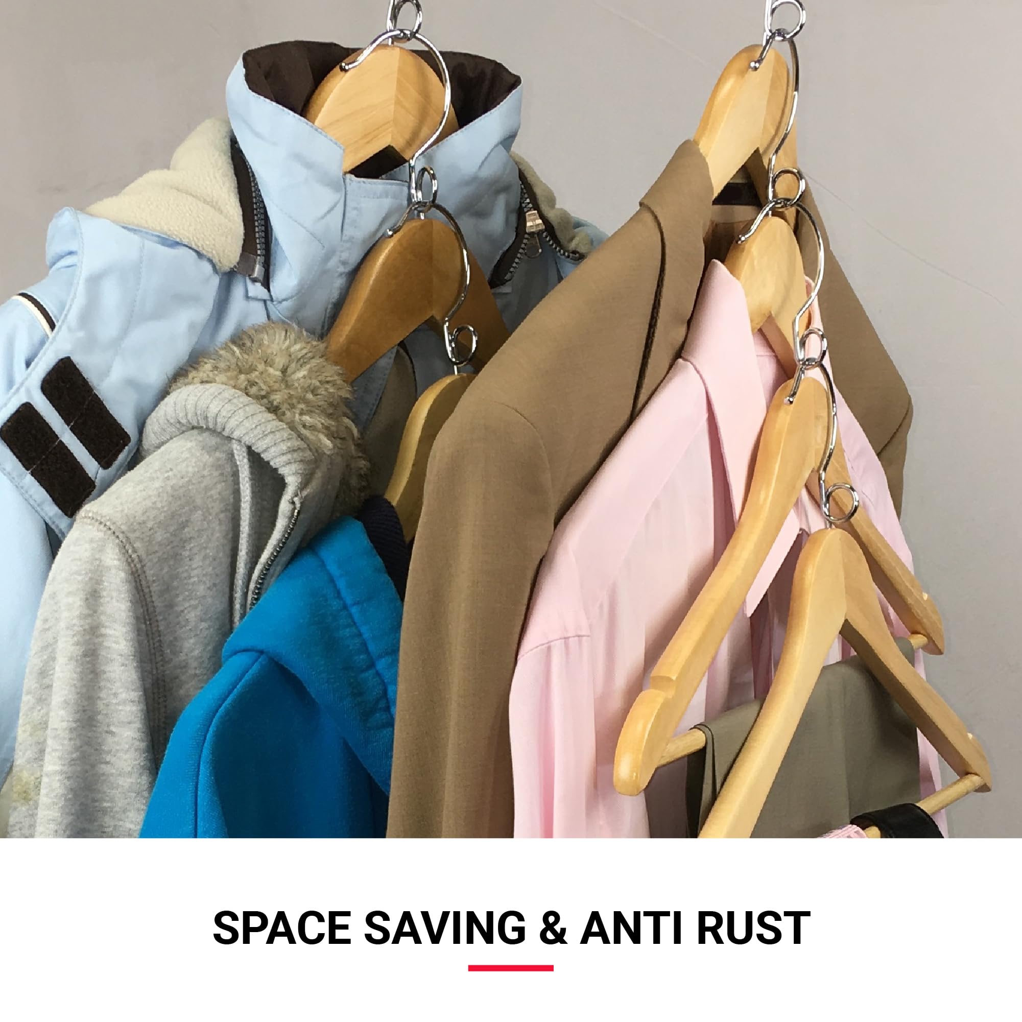 Proman Products - 50-Pack Space Saving Closet Hangers for Organizing Clothes | Natural Wooden Cascade Hangers | Perfect for Small Closets, Dorm Rooms & Travel Wardrobe Storage