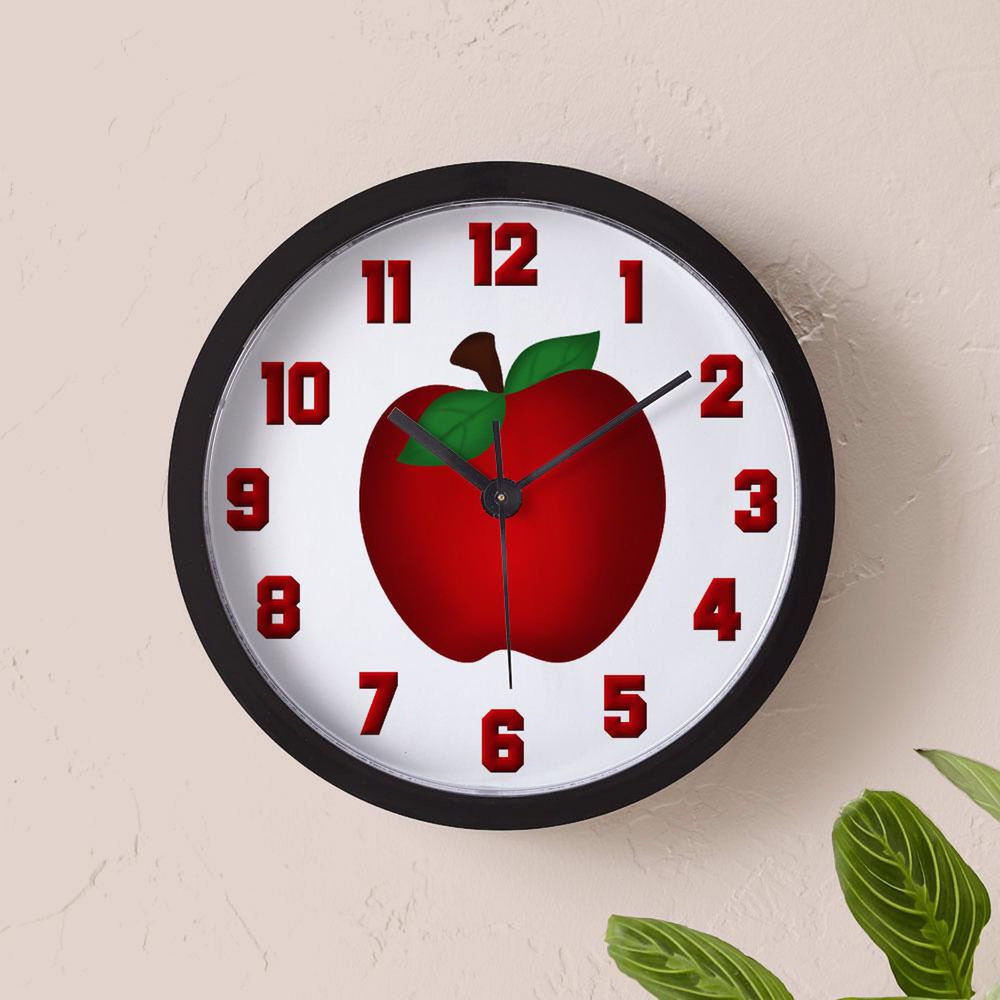CafePress Apple 10 Inch Wall Clock - Modern Decorative Clock for Living Room, Kitchen, Office & Home Decor | Perfect for Home, Office, or Gift Giving