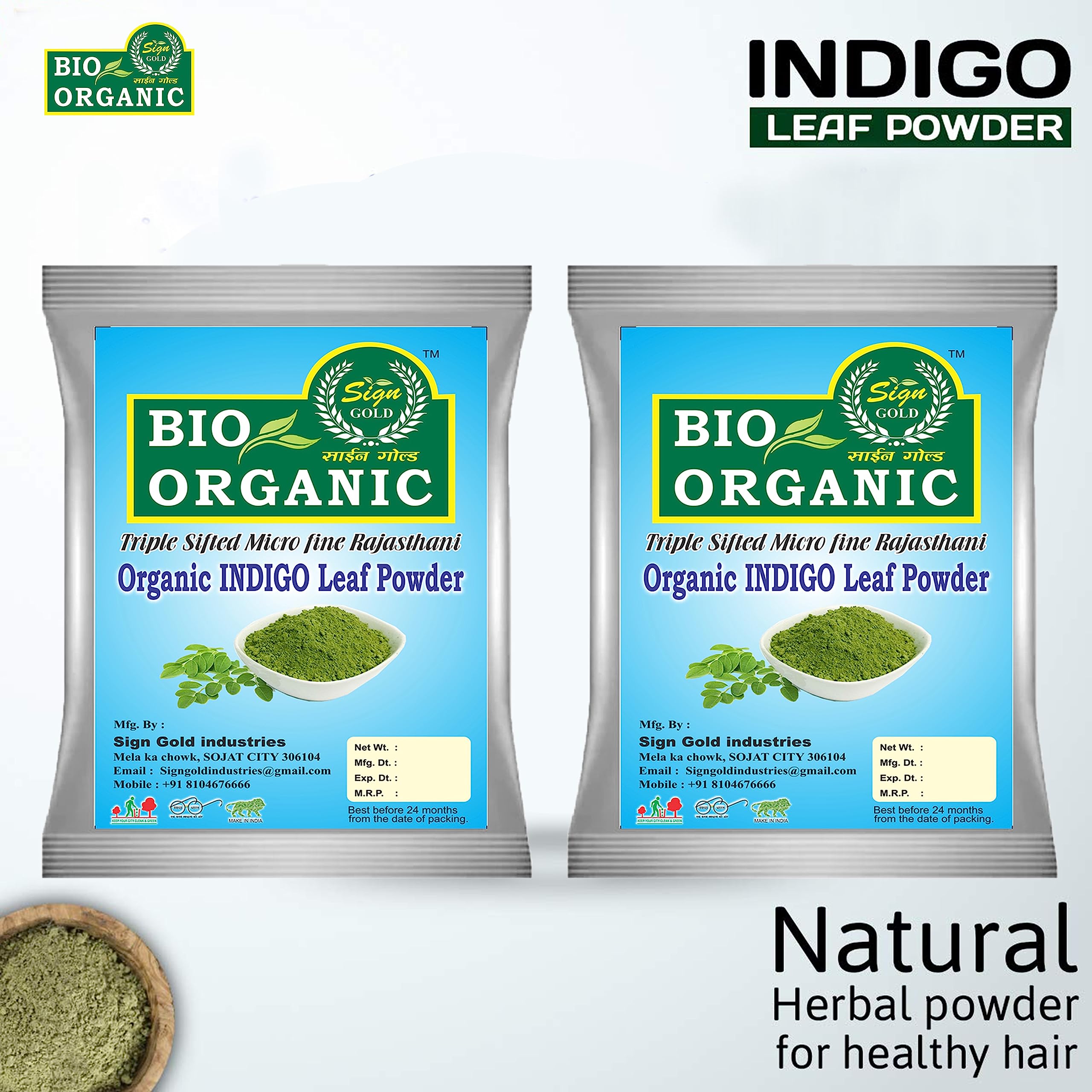Organic Gold Indigo Leaf Powder for Hair & Skin Care - 200g | Natural Hair Dye, Face Mask, Scalp Treatment | DIY Beauty & Herbal Remedies for Healthy Hair & Glowing Skin