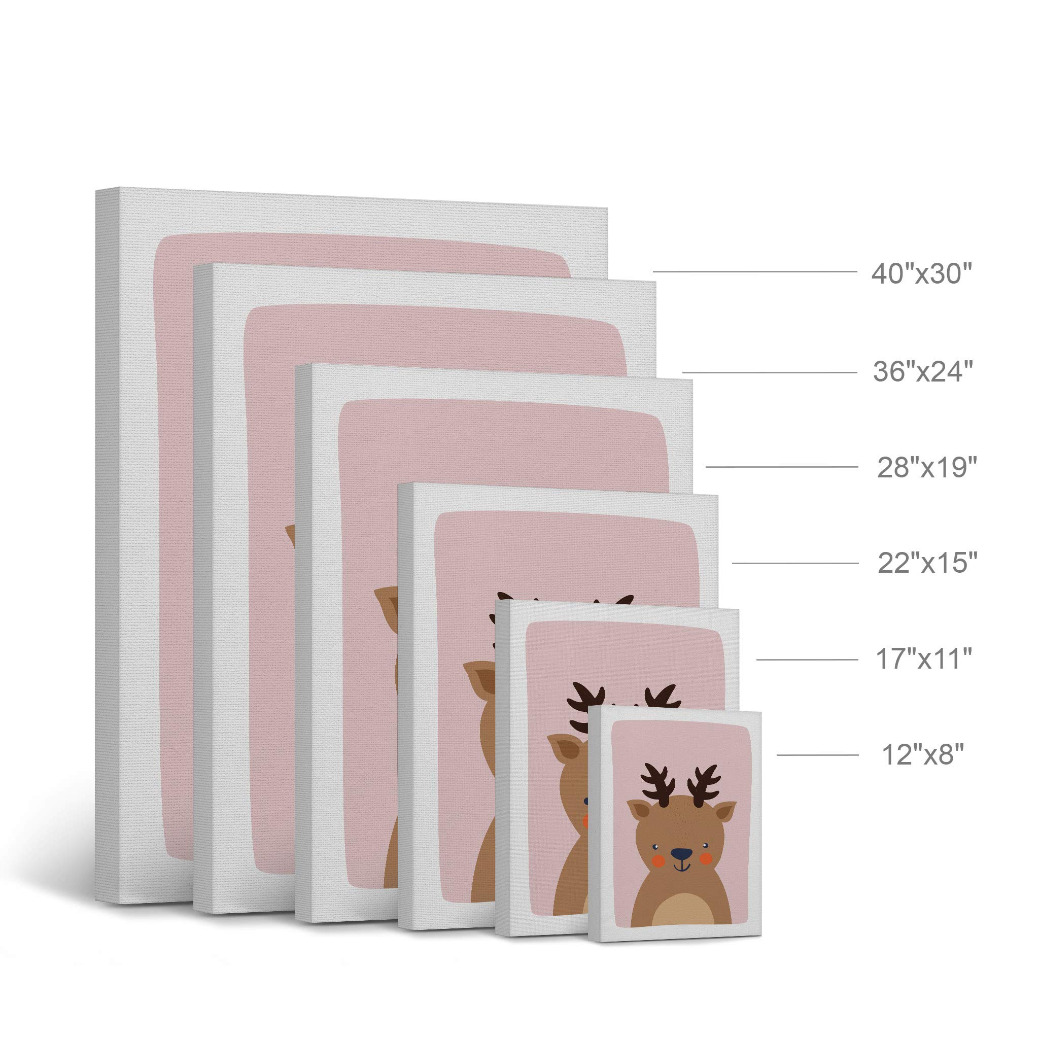 Cute Deer Pink Background Canvas Print - Kids Room Decor, Nursery Wall Art, Baby Room Decoration - Ready to Hang 40x30 Inches - Made in USA | Perfect for Children's Bedroom, Playroom & Nursery Decor