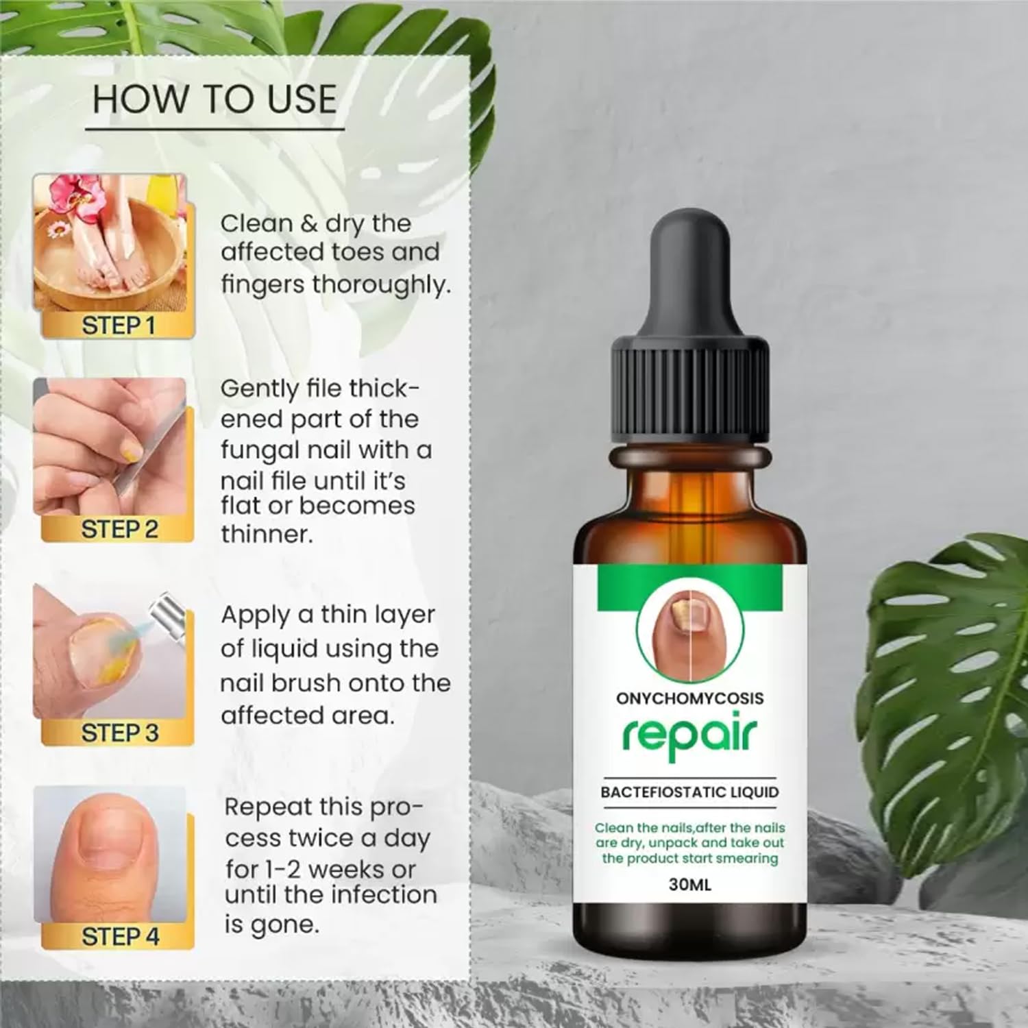 Sahini Nail Serum for Repair & Growth - 100% Natural Fungal Infection Treatment & Cuticle Care (30ML) - Strengthen Brittle Nails, Prevent Splitting & Promote Healthy Nail Growth for Manicures & Pedicures