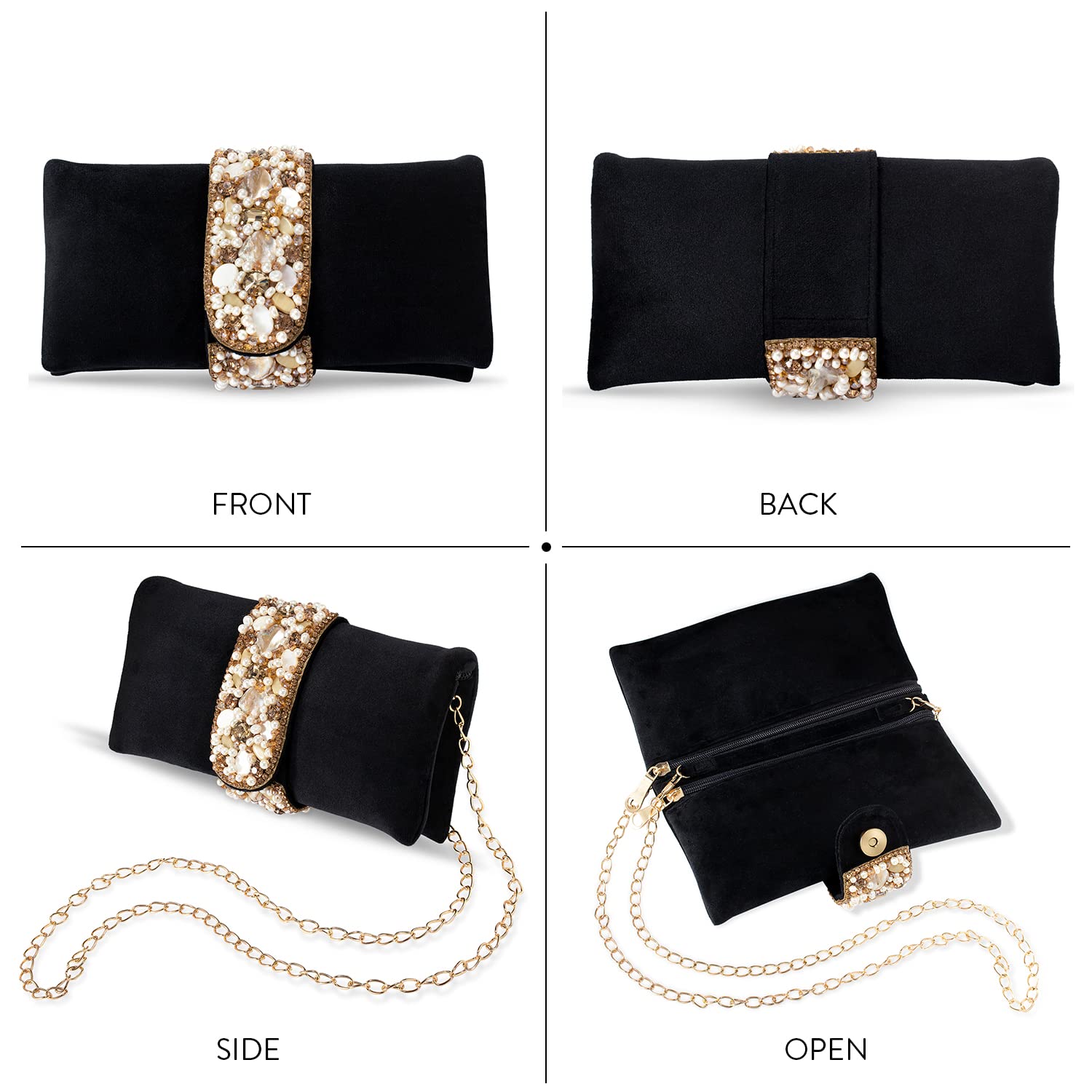 Peora Women's Elegant Clutch Purse for Wedding, Evening Party, Bridal Shower & Special Occasions - Perfect Gift for Brides & Fashion Lovers