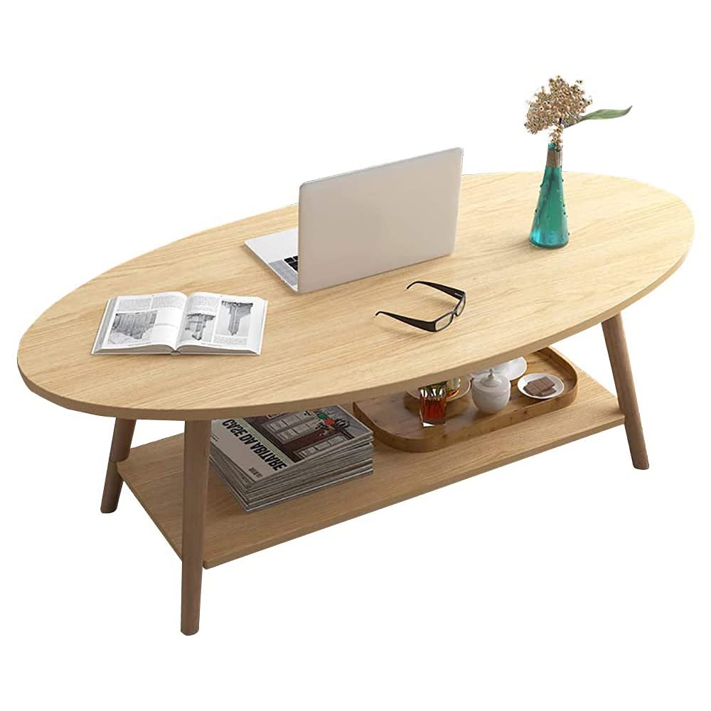 Premium Nordic Coffee Table with Beech Wood Legs - 2-Tier Wooden Side Table for Living Room, Bedroom & Hallway - Easy Assembly Modern Home Decor for Small Spaces & Apartment Living