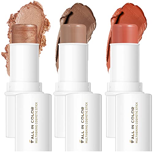 3-in-1 Multi Stick Trio Set - Cream Blush, Contour & Highlighter Sticks for Cheeks | Vegan & Cruelty-Free Makeup for Mature Skin | Easy Blendable Face Cosmetics for Everyday Glam & On-The-Go Touch Ups
