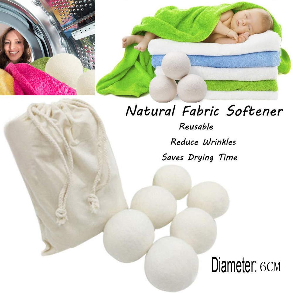 Natural Wool Dryer Balls 2/4-Pack - Reusable Fabric Softener for Laundry, 6cm Eco-Friendly Dryer Balls - Reduce Static & Wrinkles for Faster Drying (Perfect for Baby Clothes, Towels & Delicates)