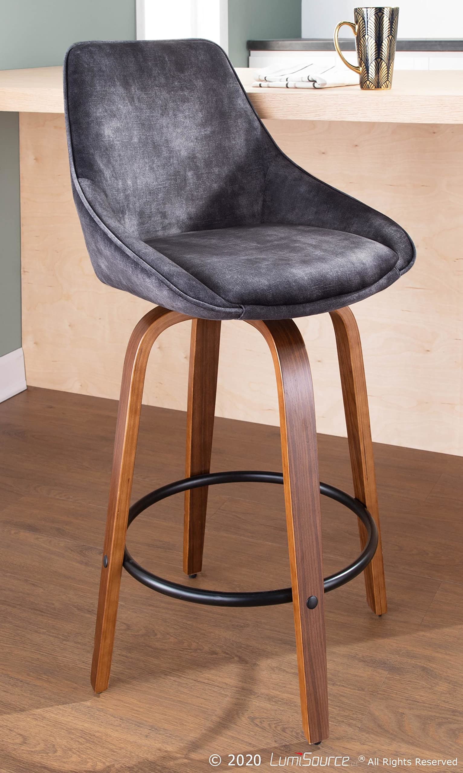 Black Metal Counter Stools Set of 2 - LumiSource Diana Bar Height Kitchen Stools for Counter & Island - Modern Dining & Breakfast Nook Seating