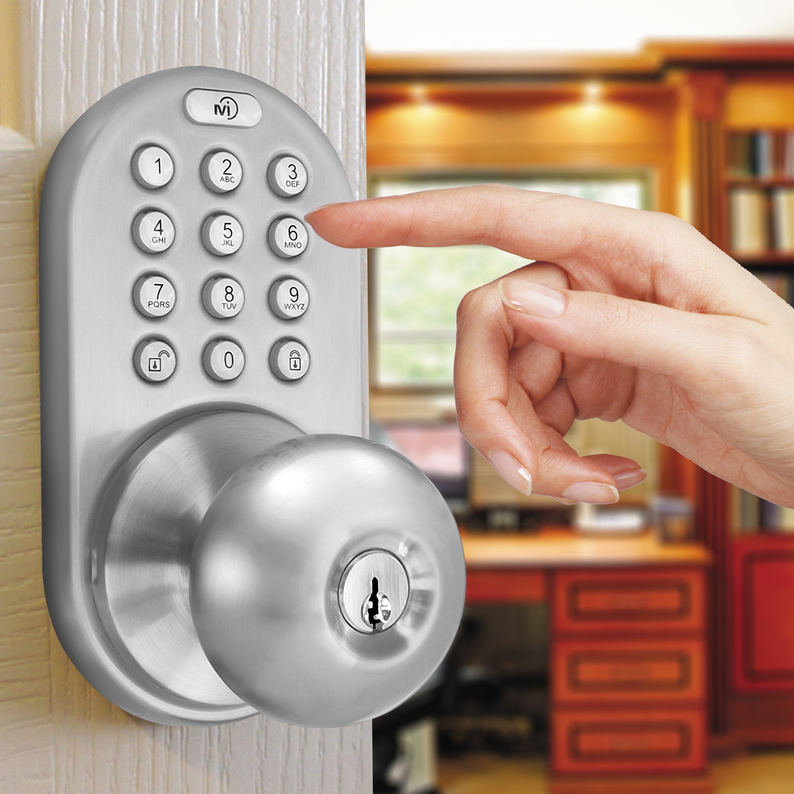 MiLocks DKK-02SN Smart Keyless Entry Door Lock - Electronic Touchpad Deadbolt for Home Security, Satin Nickel Finish | Perfect for Apartments, Offices & Smart Homes