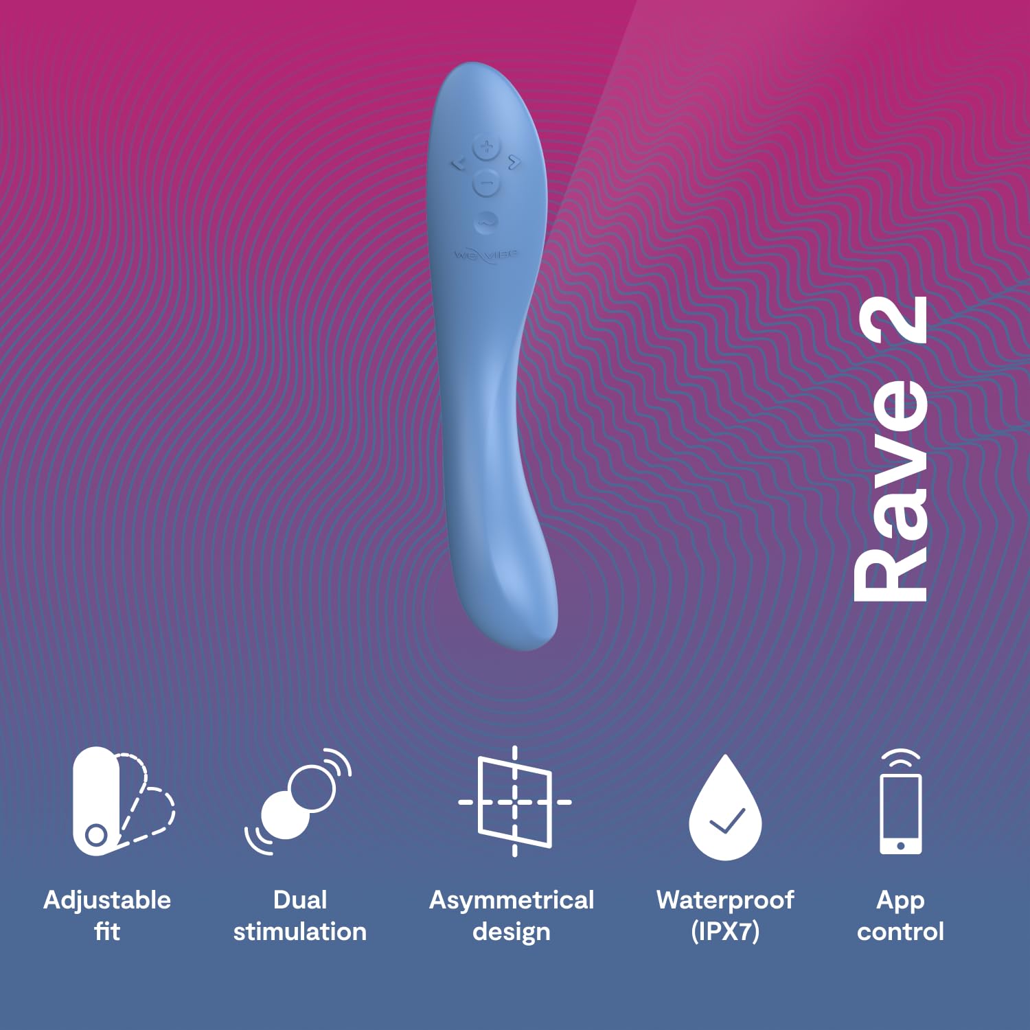 We-Vibe Rave 2 G-Spot Vibrator - App Controlled Adult Sex Toy for Women & Couples | 10 Powerful Vibration Modes | Waterproof & Rechargeable G-Spot Stimulator | Perfect for Solo Play & Couples Intimacy | Blue Pleasure Massager