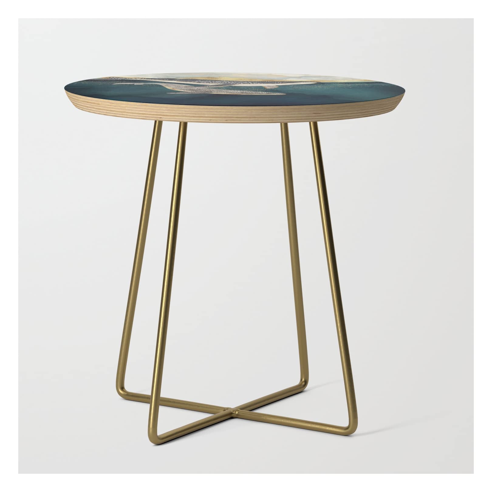 Spacefrogdesigns Bond II Round Side Table - Gold Accent - Modern End Table for Living Room, Bedroom & Office Decor