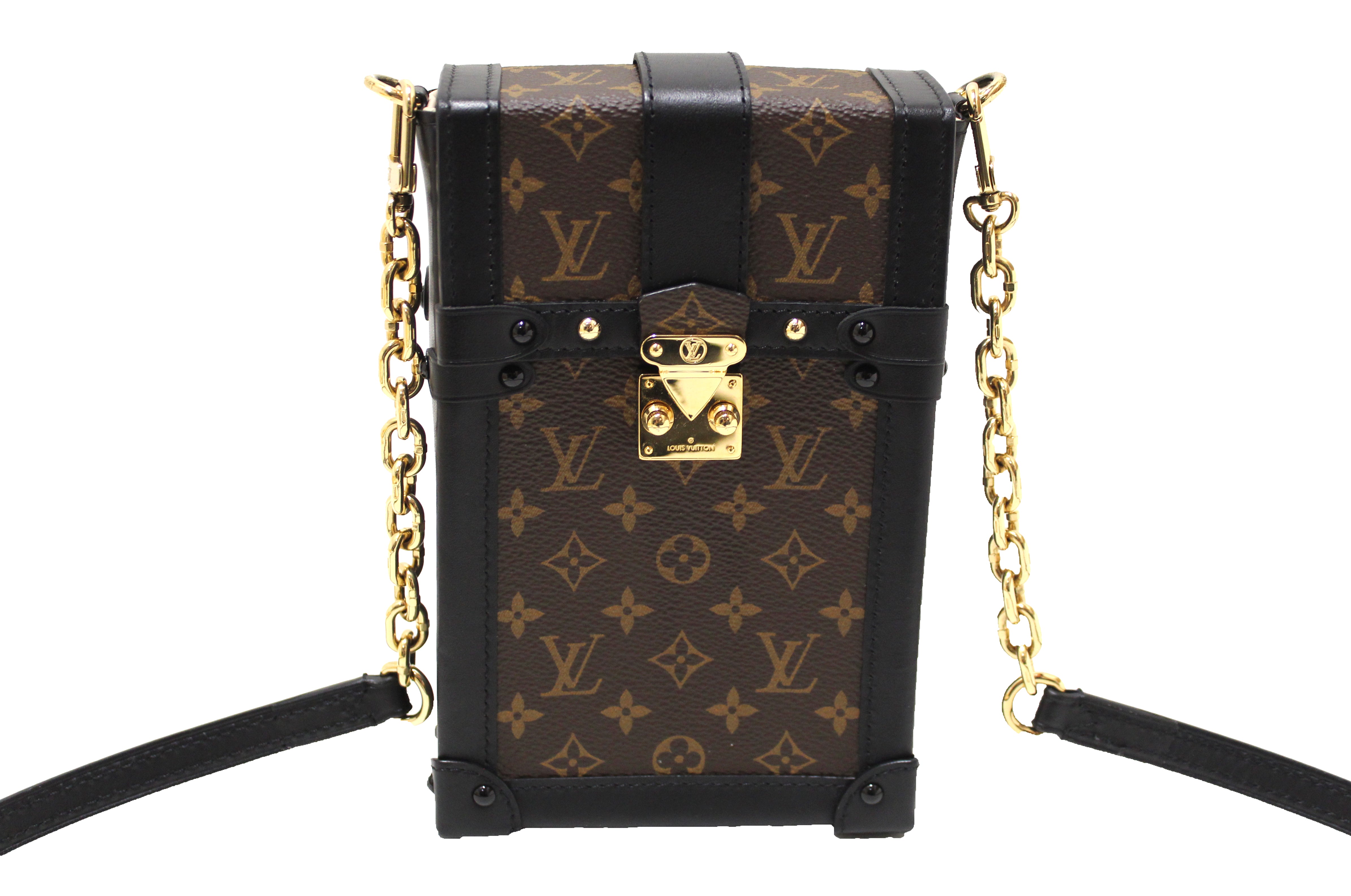 Authentic Louis Vuitton Monogram Vertical Trunk Pochette Handbag - Luxury Crossbody Bag for Women, Perfect for Travel, Parties & Everyday Use