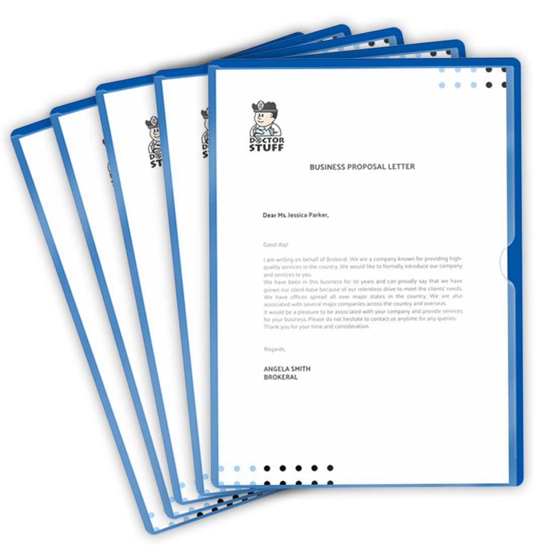 Premium 100-Pack L-Type Vinyl Plastic File Folders - Letter Size Navy Blue Document Holders with Clear Front Pockets for Office, Home & Medical Organization | Perfect for Filing, School Projects & Business Records