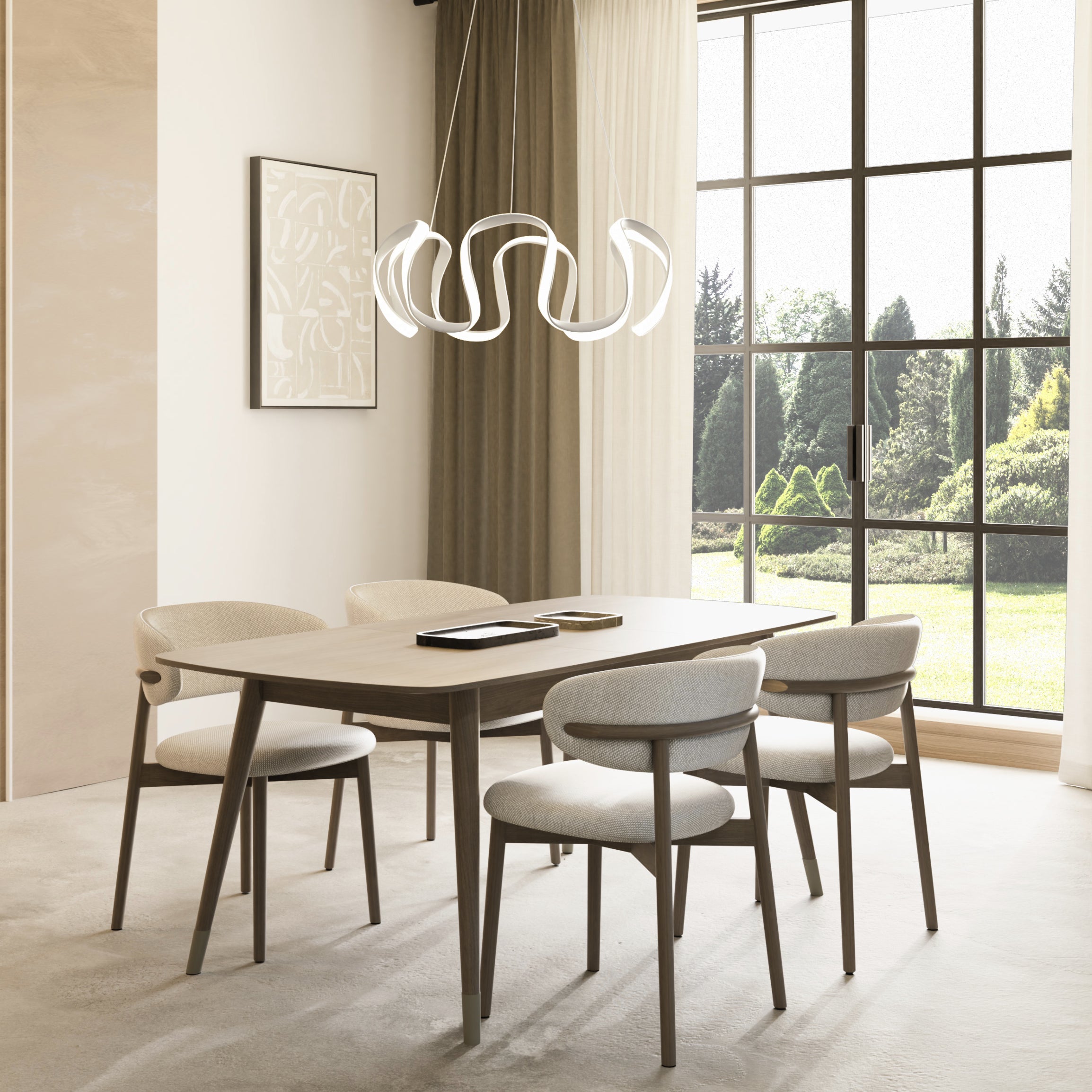 Oxygen Cirro 3 61 6 LED Pendant Light 28 Inch 3000K Warm White Modern Chandelier - Perfect for Kitchen Island, Dining Room, and Living Room Lighting