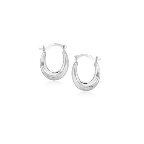 10K White Gold Oval Hoop Earrings for Women - Classic Elegant Dangle Earrings for Everyday Wear & Special Occasions